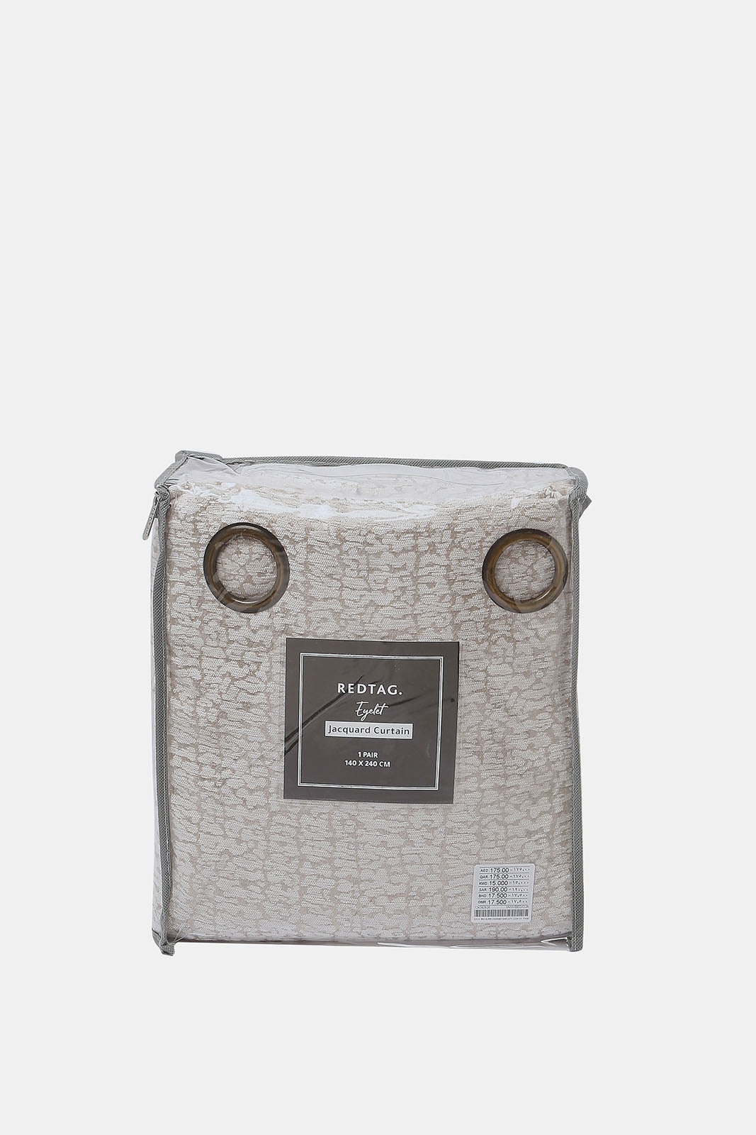 Redtag-Beige-Textured-Jacquard-Curtain-With-Grommet-(2-Piece)-Category:Curtains,-Colour:Beige,-Deals:New-In,-Dept:Home,-Filter:Home-Bedroom,-HMW-BED-Curtains,-New-In-HMW-BED,-Non-Sale,-S23A,-Section:Homewares-Home-Bedroom-