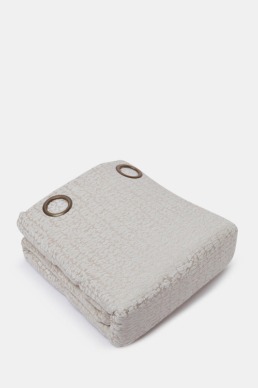 Redtag-Beige-Textured-Jacquard-Curtain-With-Grommet-(2-Piece)-Category:Curtains,-Colour:Beige,-Deals:New-In,-Dept:Home,-Filter:Home-Bedroom,-HMW-BED-Curtains,-New-In-HMW-BED,-Non-Sale,-S23A,-Section:Homewares-Home-Bedroom-