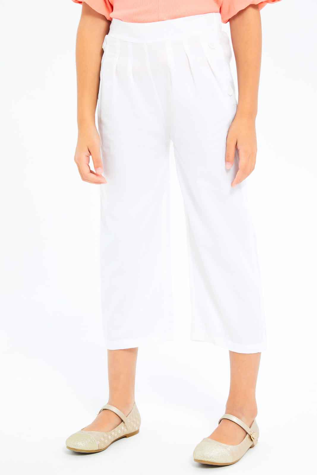 Redtag-Girls-White-Relaxed-Trouser-Category:Trousers,-Colour:White,-Deals:New-In,-Dept:Girls,-Filter:Girls-(2-to-8-Yrs),-GIR-Trousers,-New-In-GIR-APL,-Non-Sale,-S23A,-Section:Girls-(0-to-14Yrs)-Girls-2 to 8 Years