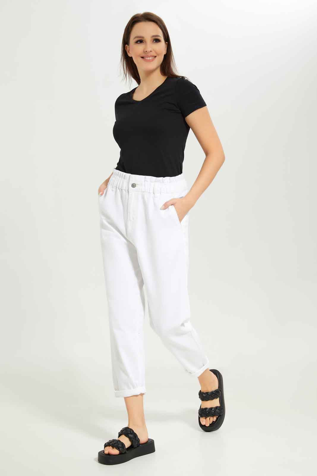 Redtag-Women-White-Paper-Bag-Jeans-Category:Jeans,-Colour:White,-Deals:New-In,-Dept:Ladieswear,-Filter:Women's-Clothing,-New-In-Women-APL,-Non-Sale,-S23A,-Section:Women,-TBL,-Women-Jeans-Women's-
