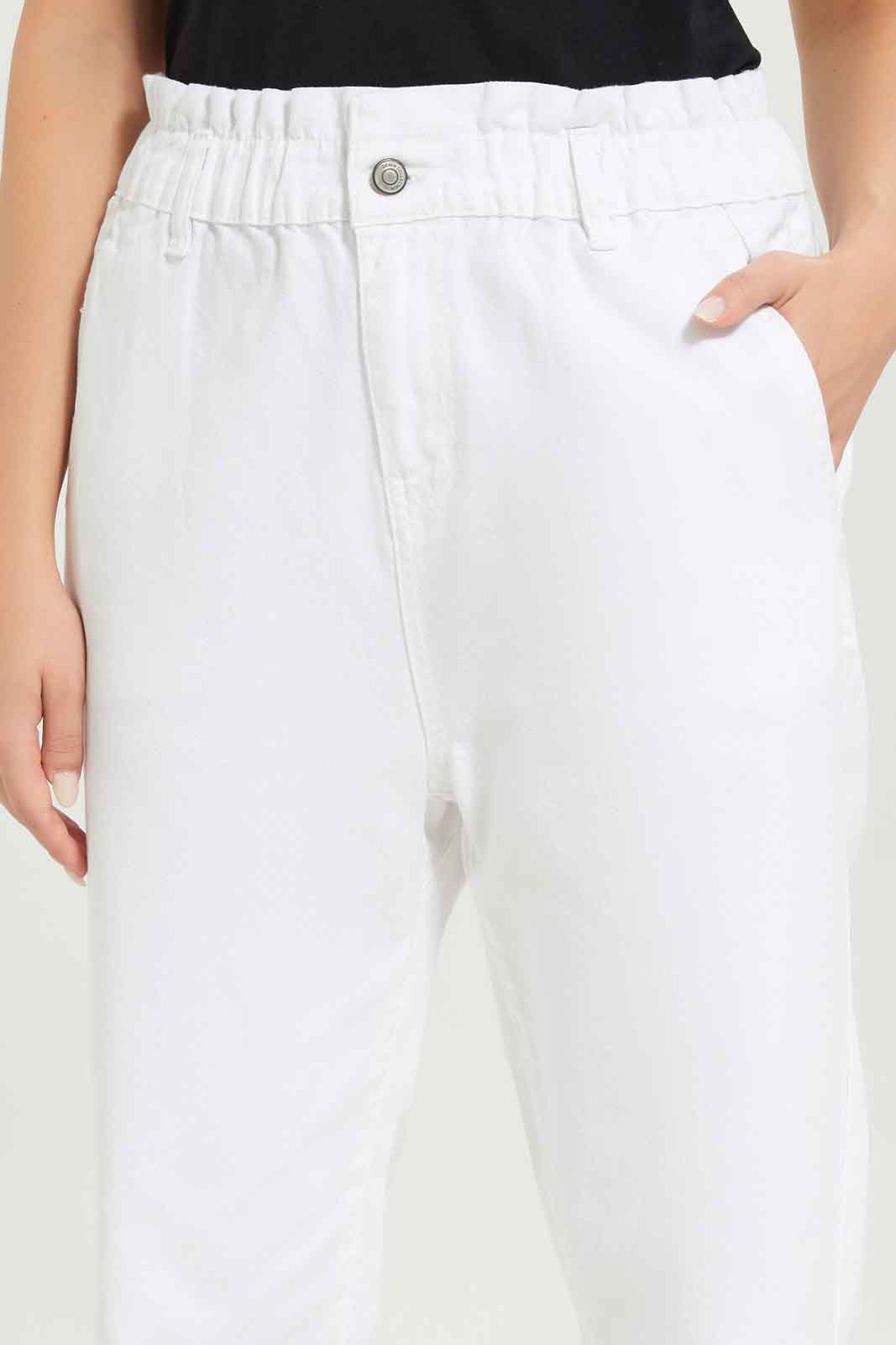 Redtag-Women-White-Paper-Bag-Jeans-Category:Jeans,-Colour:White,-Deals:New-In,-Dept:Ladieswear,-Filter:Women's-Clothing,-New-In-Women-APL,-Non-Sale,-S23A,-Section:Women,-TBL,-Women-Jeans-Women's-