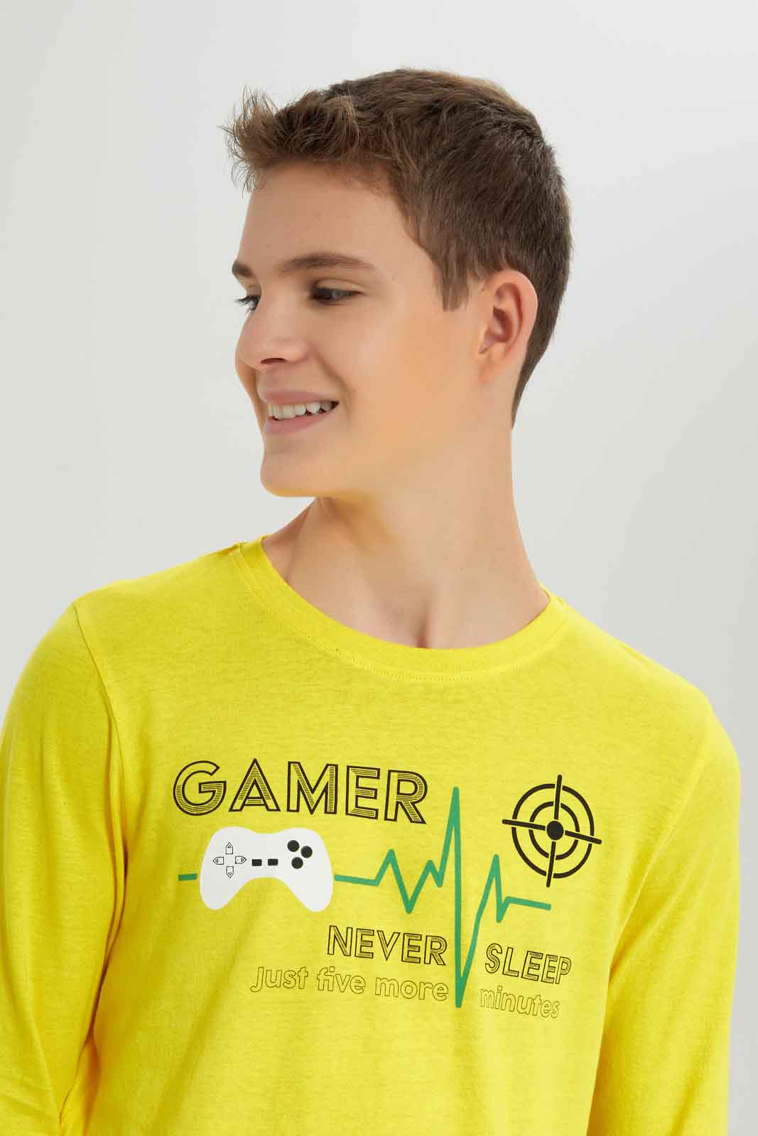 Redtag-Boys-Yellow-Gamer-Never-Sleep-Nightsuit-BSR-Pyjama-Sets,-Category:Pyjama-Sets,-Colour:Yellow,-Deals:New-In,-Dept:Boys,-Filter:Senior-Boys-(8-to-14-Yrs),-New-In-BSR-APL,-Non-Sale,-S23A,-Section:Boys-(0-to-14Yrs),-VLM-Senior-Boys-9 to 14 Years