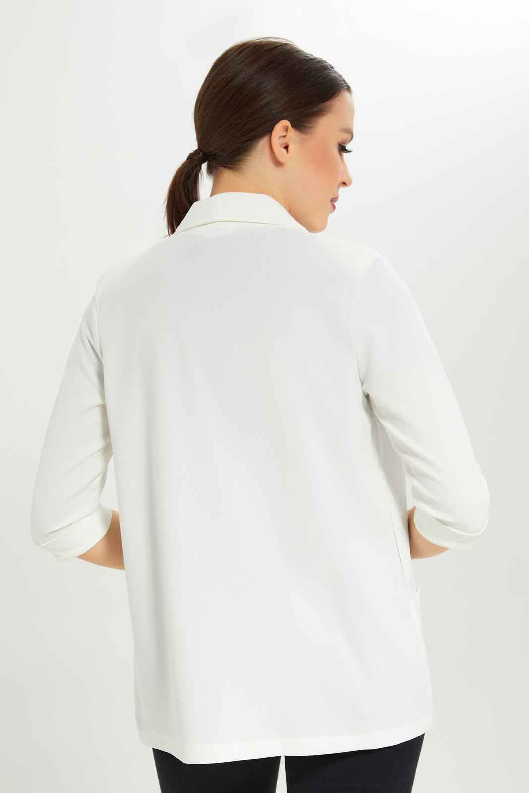 Redtag-Women-White-3/4-Sleeve-Jacket-Category:Jackets,-Colour:White,-Deals:New-In,-Dept:Ladieswear,-Filter:Women's-Clothing,-New-In-Women-APL,-Non-Sale,-S23A,-Section:Women,-Women-Jackets-Women's-