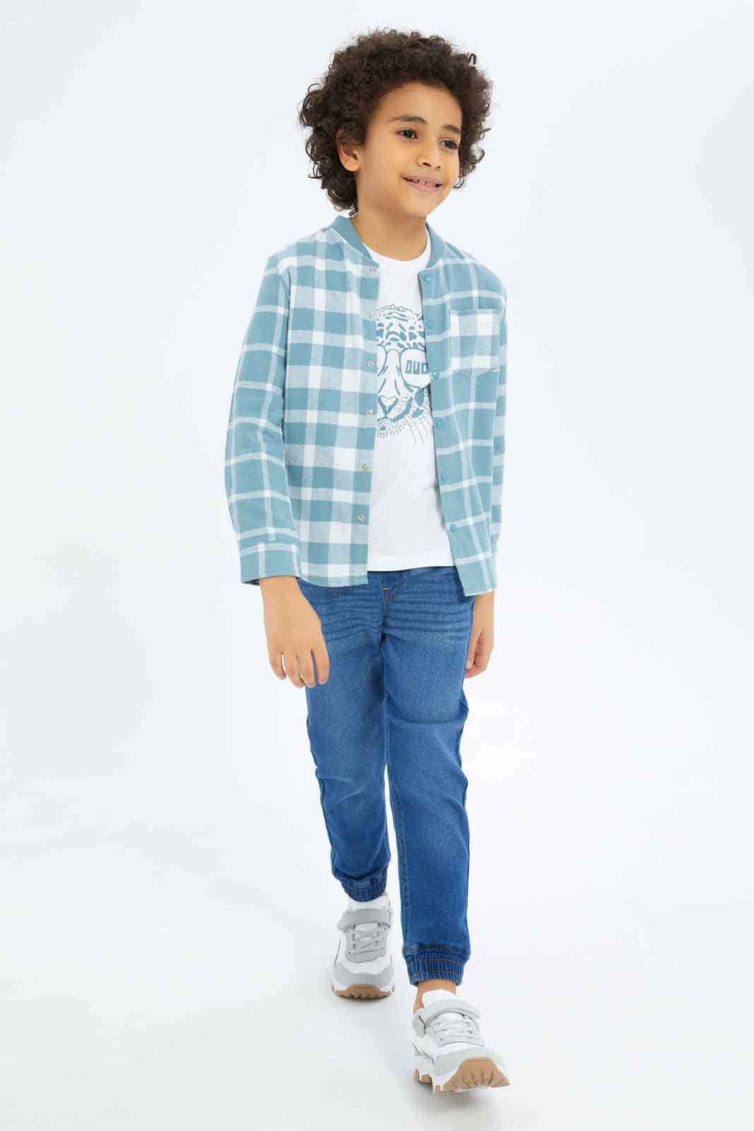 Redtag-Boys-Blue-Flannel-Check-Shirt-And-T-Shirt-Set-BOY-Shirts,-Category:Shirts,-Colour:Blue,-Deals:New-In,-Dept:Boys,-Filter:Boys-(2-to-8-Yrs),-New-In-BOY-APL,-Non-Sale,-S23A,-Section:Boys-(0-to-14Yrs)-Boys-2 to 8 Years