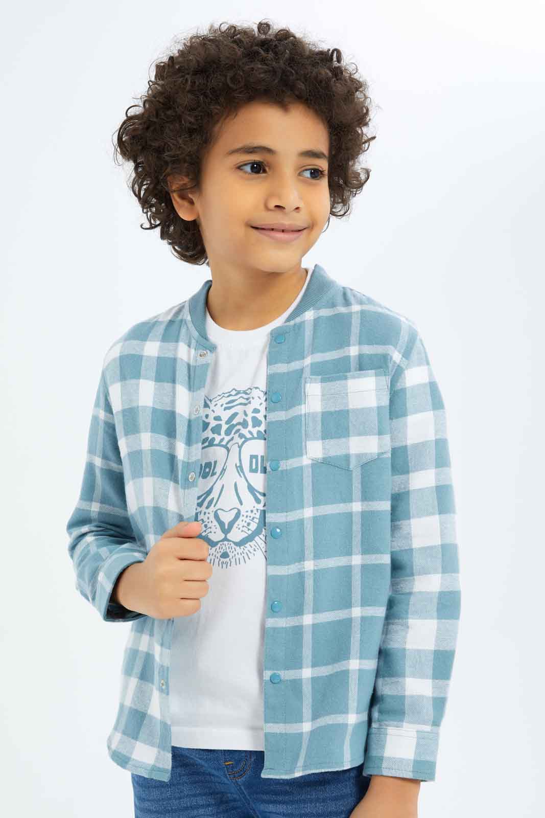 Redtag-Boys-Blue-Flannel-Check-Shirt-And-T-Shirt-Set-BOY-Shirts,-Category:Shirts,-Colour:Blue,-Deals:New-In,-Dept:Boys,-Filter:Boys-(2-to-8-Yrs),-New-In-BOY-APL,-Non-Sale,-S23A,-Section:Boys-(0-to-14Yrs)-Boys-2 to 8 Years