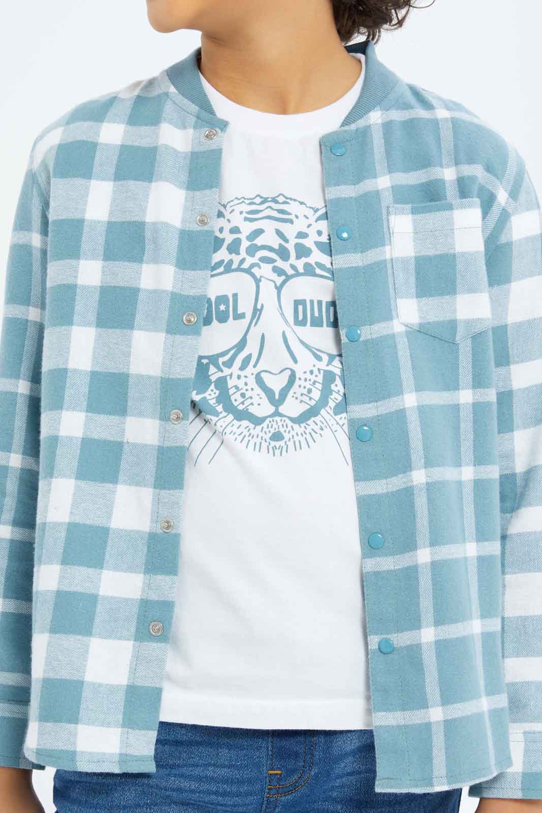 Redtag-Boys-Blue-Flannel-Check-Shirt-And-T-Shirt-Set-BOY-Shirts,-Category:Shirts,-Colour:Blue,-Deals:New-In,-Dept:Boys,-Filter:Boys-(2-to-8-Yrs),-New-In-BOY-APL,-Non-Sale,-S23A,-Section:Boys-(0-to-14Yrs)-Boys-2 to 8 Years
