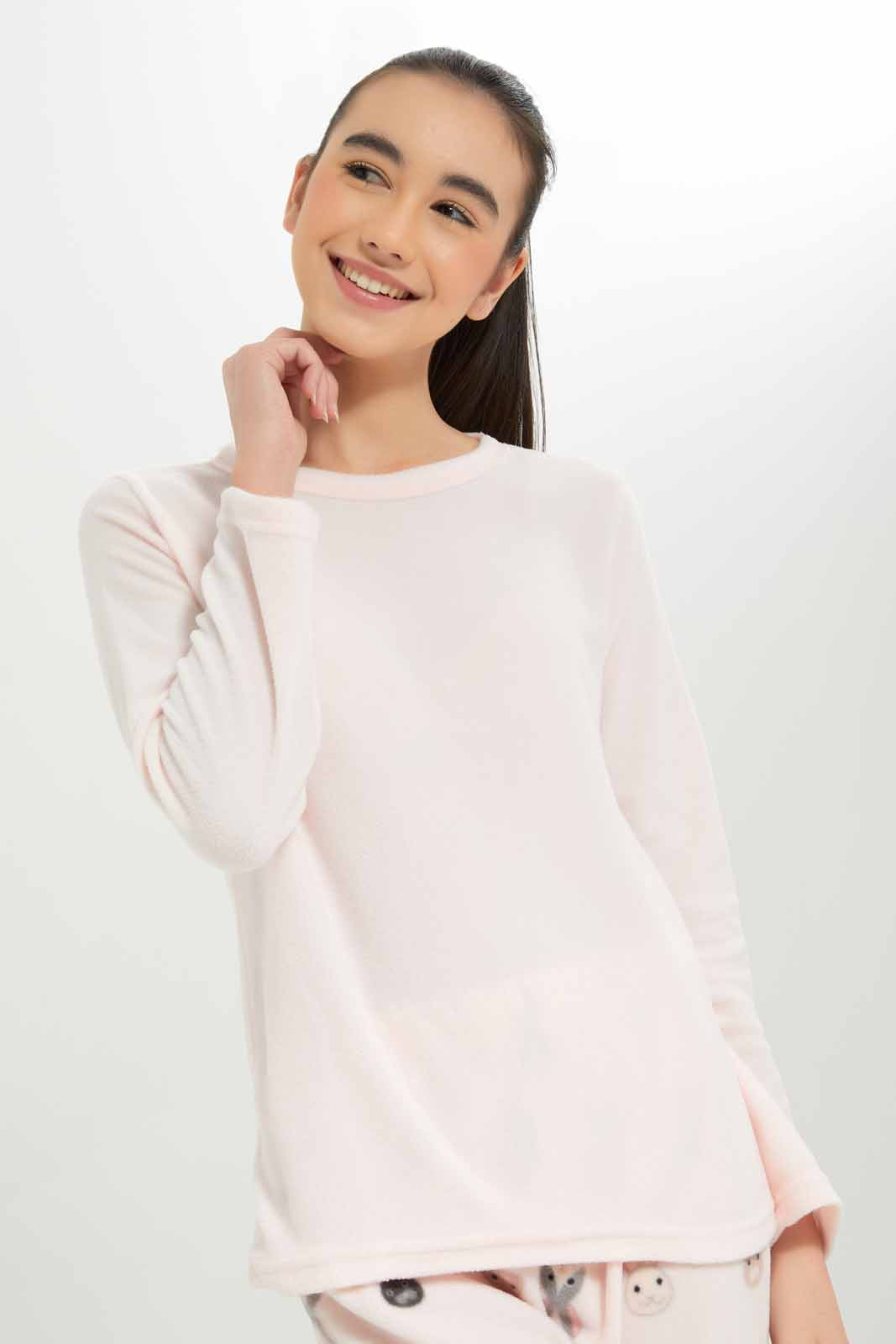 Redtag-Girls-Pink-Microfleece-Sets-Category:Pyjama-Sets,-Colour:Apricot,-Deals:New-In,-Dept:Girls,-Filter:Senior-Girls-(8-to-14-Yrs),-GSR-Pyjama-Sets,-New-In-GSR-APL,-Non-Sale,-S23A,-Section:Girls-(0-to-14Yrs)-Senior-Girls-
