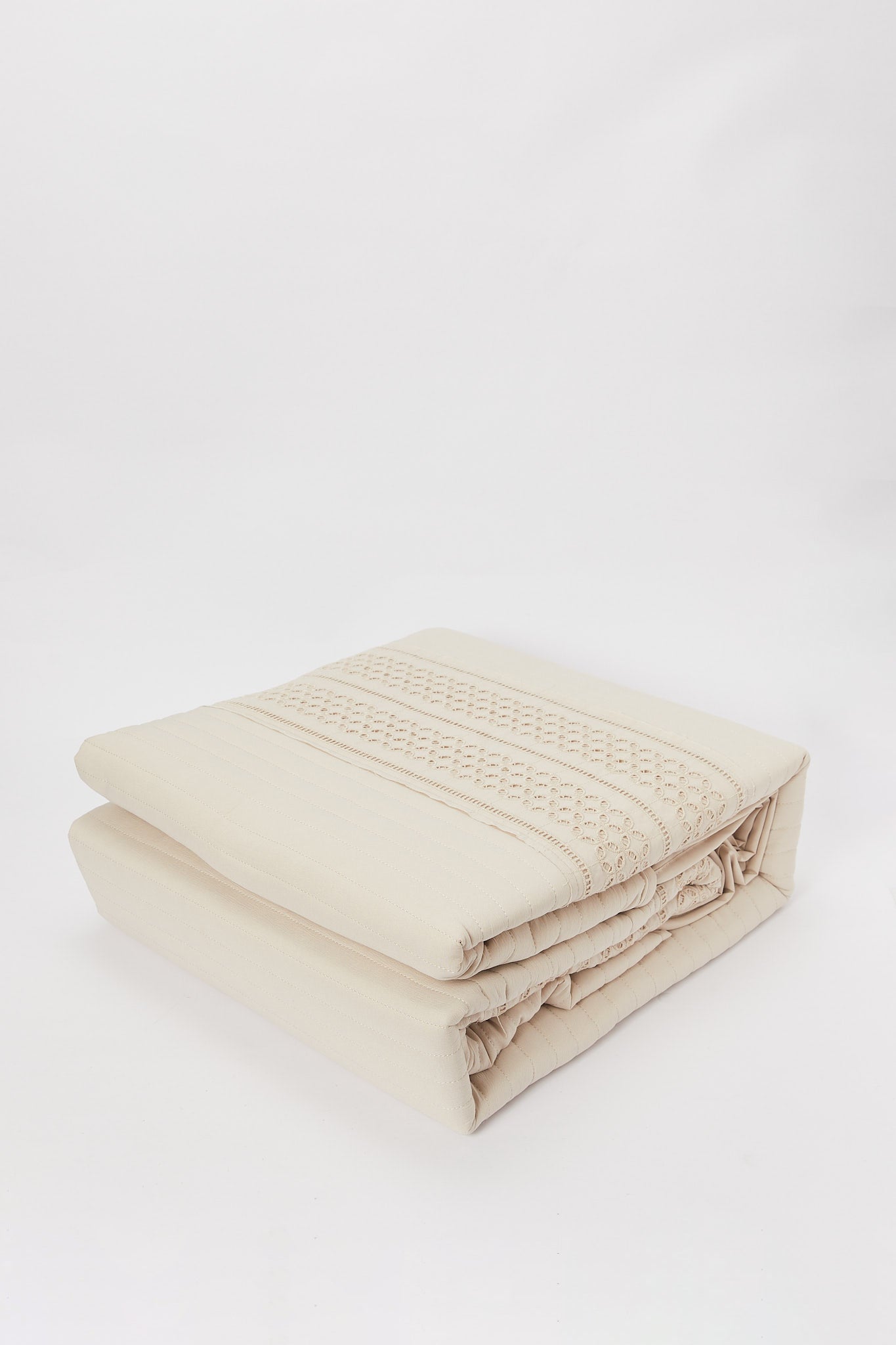Redtag-Beige-Eyelet-Embroidered-3-Pieces-Bedspread-Set
-(Double-Size)-Category:Bedspreads,-Colour:Beige,-Deals:New-In,-Dept:Home,-Filter:Home-Bedroom,-H1:HMW,-H2:BED,-H3:BEC,-H4:BSP,-HMW-BED-Bedspreads,-New-In-HMW-BED,-Non-Sale,-Packs,-Promo:RIVA,-S23B,-Season:S23B,-Section:Homewares,-Set:Set-of-3,-Style:SOLID-Home-Bedroom-
