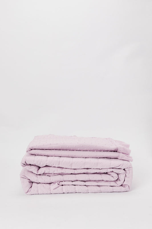 Redtag-Purple-Swiss-Dot-2-Pieces-Bedspread-Set-(Single-Size)-Category:Bedspreads,-Colour:Purple,-Deals:New-In,-Dept:Home,-Filter:Home-Bedroom,-H1:HMW,-H2:BED,-H3:BEC,-H4:BSP,-HMW-BED-Bedspreads,-New-In-HMW-BED,-Non-Sale,-Packs,-Promo:STELLA,-S23B,-Season:S23B,-Section:Homewares,-Set:Set-of-2,-Style:SOLID-Home-Bedroom-