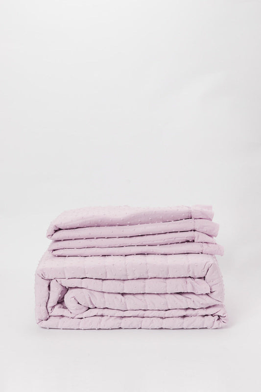 Purple Swiss Dot 3-Pieces Bedspread Set (King Size)