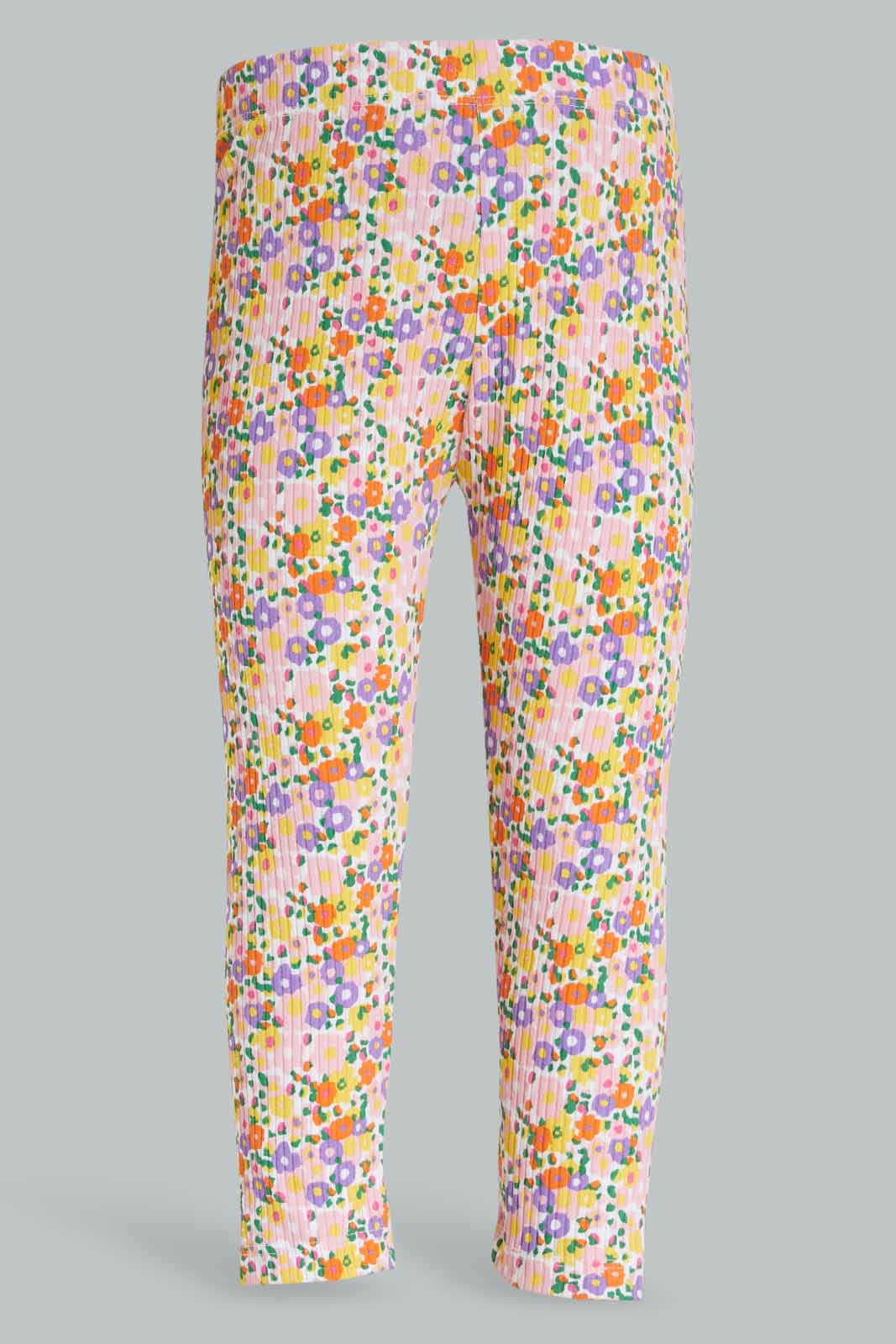 Redtag-Girls-White-Placement-Print-T-Shirt-With-Aop-Ribbed-Legging-Category:Sets,-Colour:White,-Deals:New-In,-Dept:Girls,-Filter:Infant-Girls-(3-to-24-Mths),-ING-Sets,-New-In-ING-APL,-Non-Sale,-S23A,-Section:Girls-(0-to-14Yrs)-Infant-Girls-