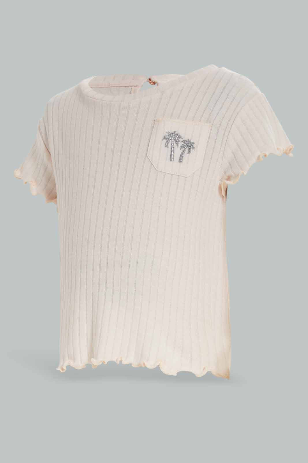 Redtag-Girls-Pink-Solid-Drop-Niddle-Casual-Set-Category:Sets,-Colour:Apricot,-Deals:New-In,-Dept:Girls,-Filter:Infant-Girls-(3-to-24-Mths),-ING-Sets,-New-In-ING-APL,-Non-Sale,-S23A,-Section:Girls-(0-to-14Yrs)-Infant-Girls-