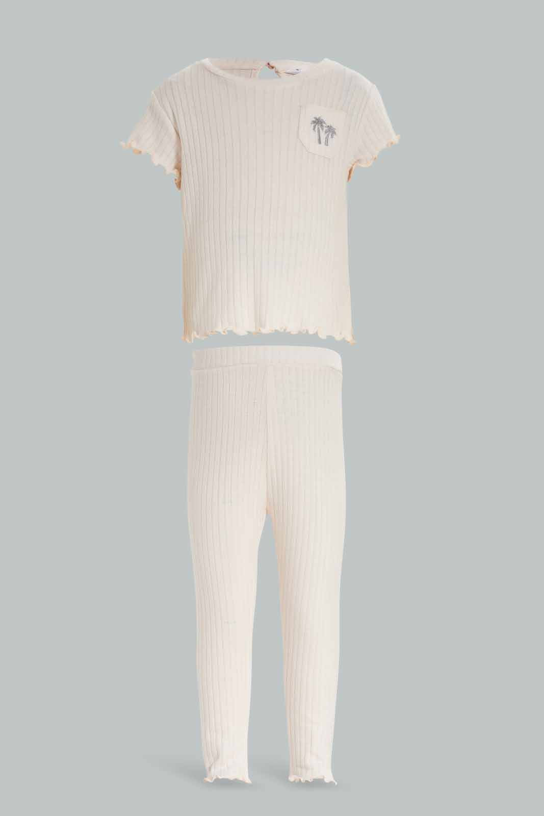 Redtag-Girls-Pink-Solid-Drop-Niddle-Casual-Set-Category:Sets,-Colour:Apricot,-Deals:New-In,-Dept:Girls,-Filter:Infant-Girls-(3-to-24-Mths),-ING-Sets,-New-In-ING-APL,-Non-Sale,-S23A,-Section:Girls-(0-to-14Yrs)-Infant-Girls-