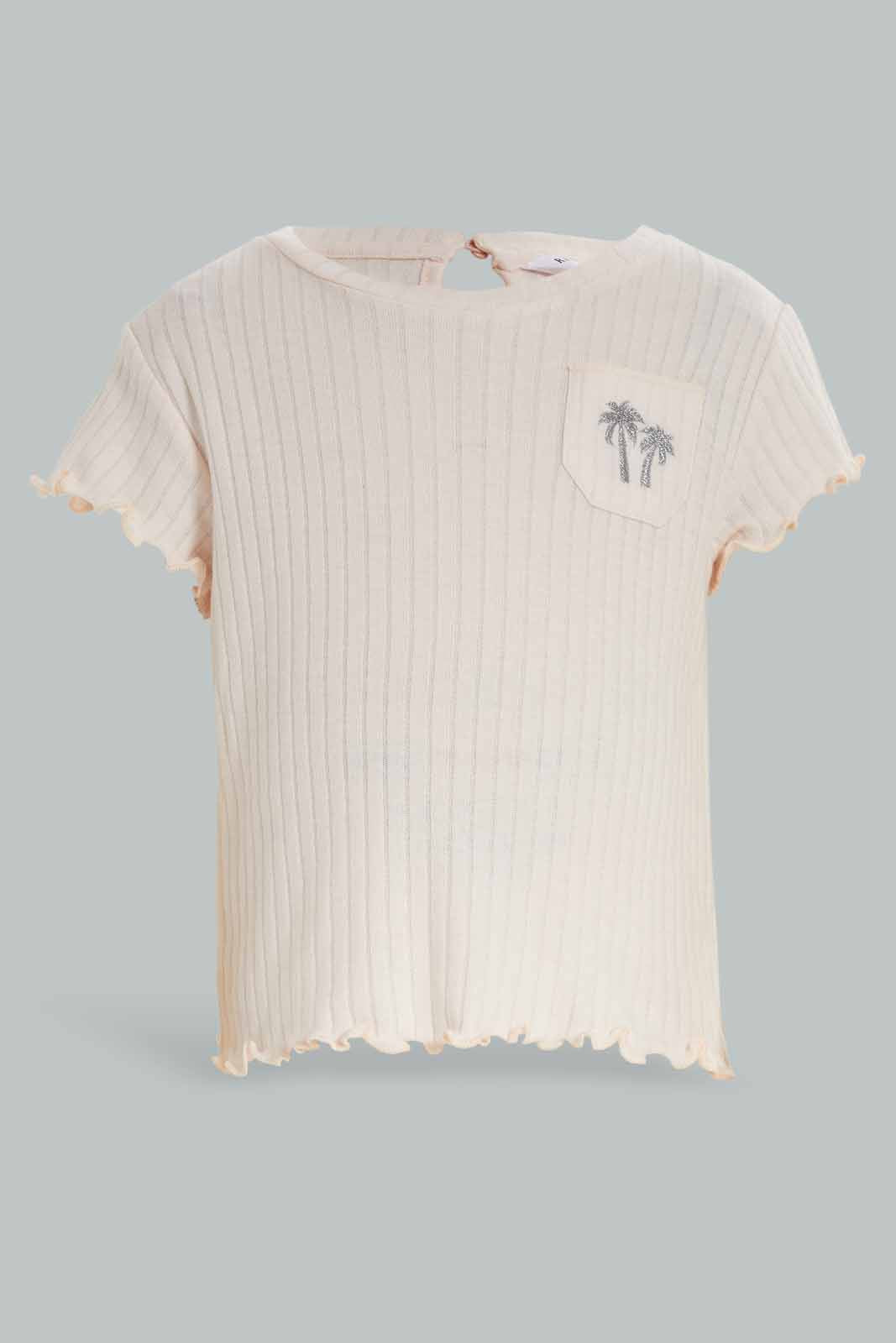 Redtag-Girls-Pink-Solid-Drop-Niddle-Casual-Set-Category:Sets,-Colour:Apricot,-Deals:New-In,-Dept:Girls,-Filter:Infant-Girls-(3-to-24-Mths),-ING-Sets,-New-In-ING-APL,-Non-Sale,-S23A,-Section:Girls-(0-to-14Yrs)-Infant-Girls-