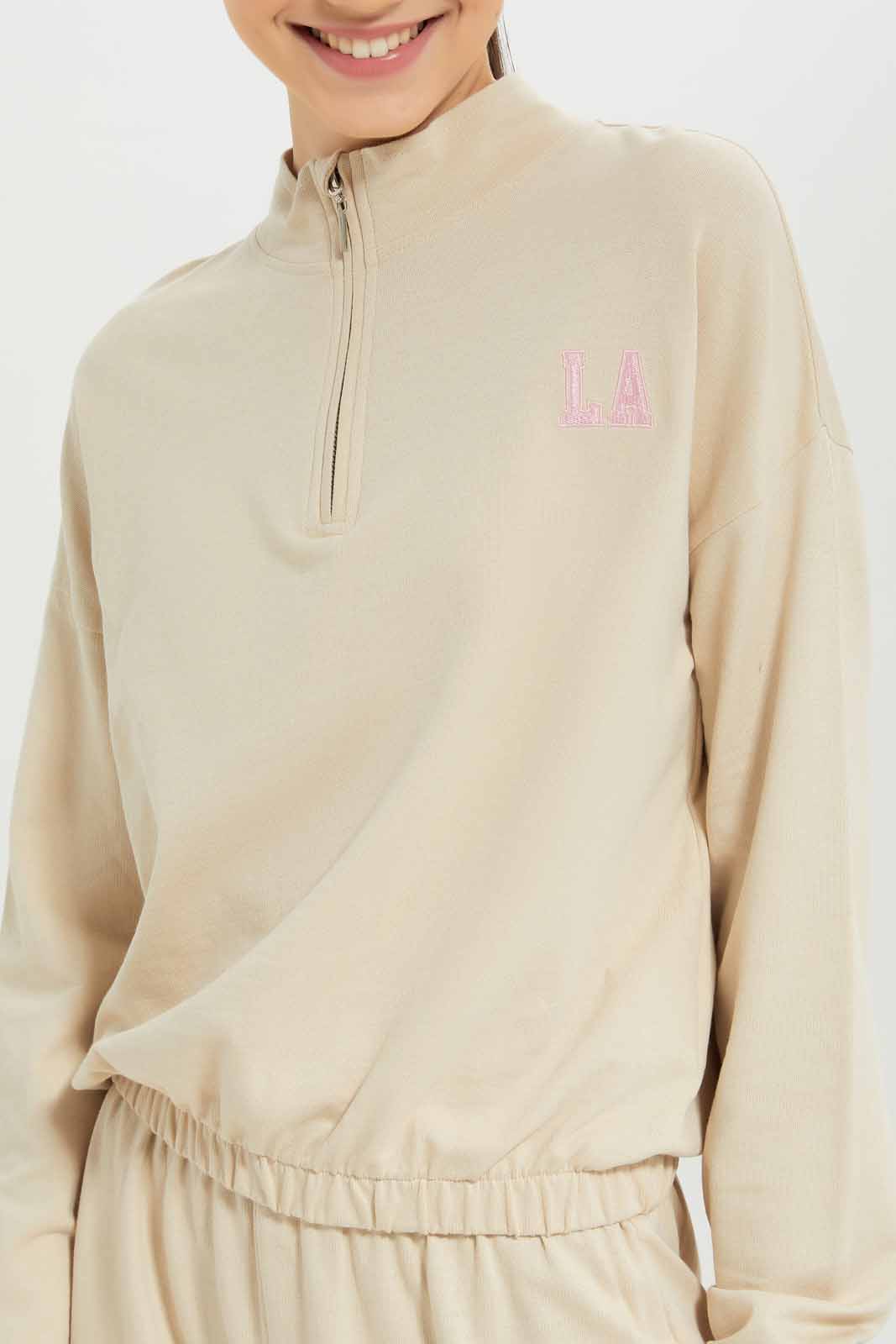 Redtag-Girls-Beige-Highneck-Sweatshirts-Category:Sweatshirts,-Colour:Beige,-Deals:New-In,-Dept:Girls,-Filter:Senior-Girls-(8-to-14-Yrs),-GSR-Sweatshirts,-New-In-GSR-APL,-Non-Sale,-S23A,-Section:Girls-(0-to-14Yrs)-Senior-Girls-