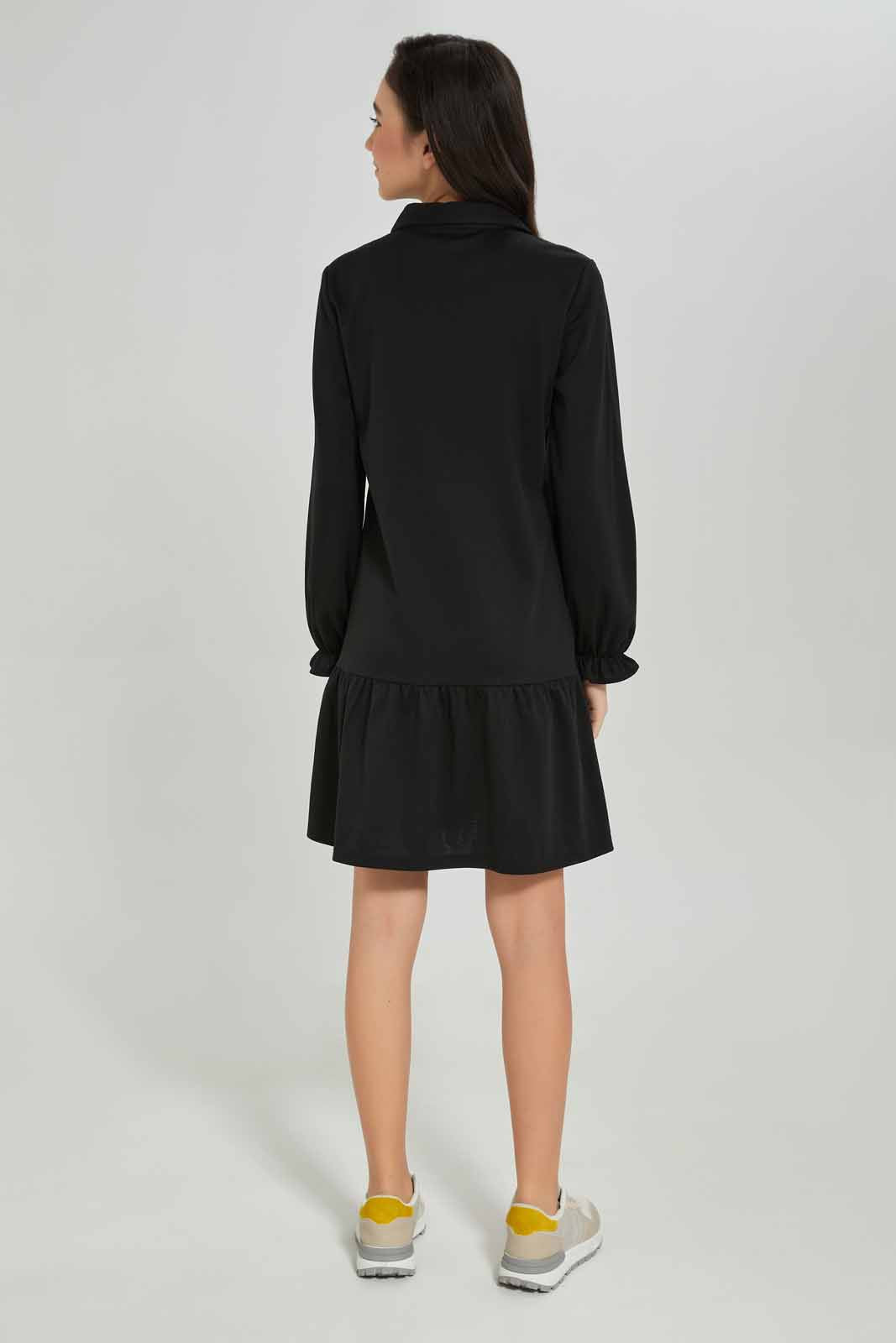 Redtag-Girls-Black-Shirt-Dress-Category:Dresses,-Colour:Black,-Deals:New-In,-Dept:Girls,-Filter:Senior-Girls-(8-to-14-Yrs),-GSR-Dresses,-New-In-GSR-APL,-Non-Sale,-S23A,-Section:Girls-(0-to-14Yrs),-VLM-Senior-Girls-9 to 14 Years