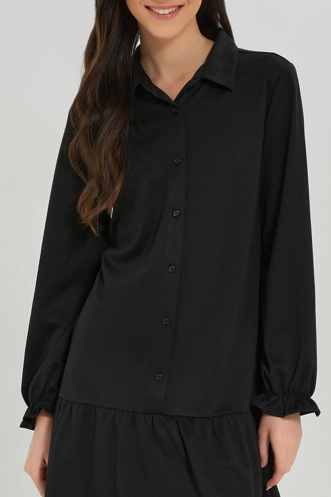 Redtag-Girls-Black-Shirt-Dress-Category:Dresses,-Colour:Black,-Deals:New-In,-Dept:Girls,-Filter:Senior-Girls-(8-to-14-Yrs),-GSR-Dresses,-New-In-GSR-APL,-Non-Sale,-S23A,-Section:Girls-(0-to-14Yrs),-VLM-Senior-Girls-9 to 14 Years