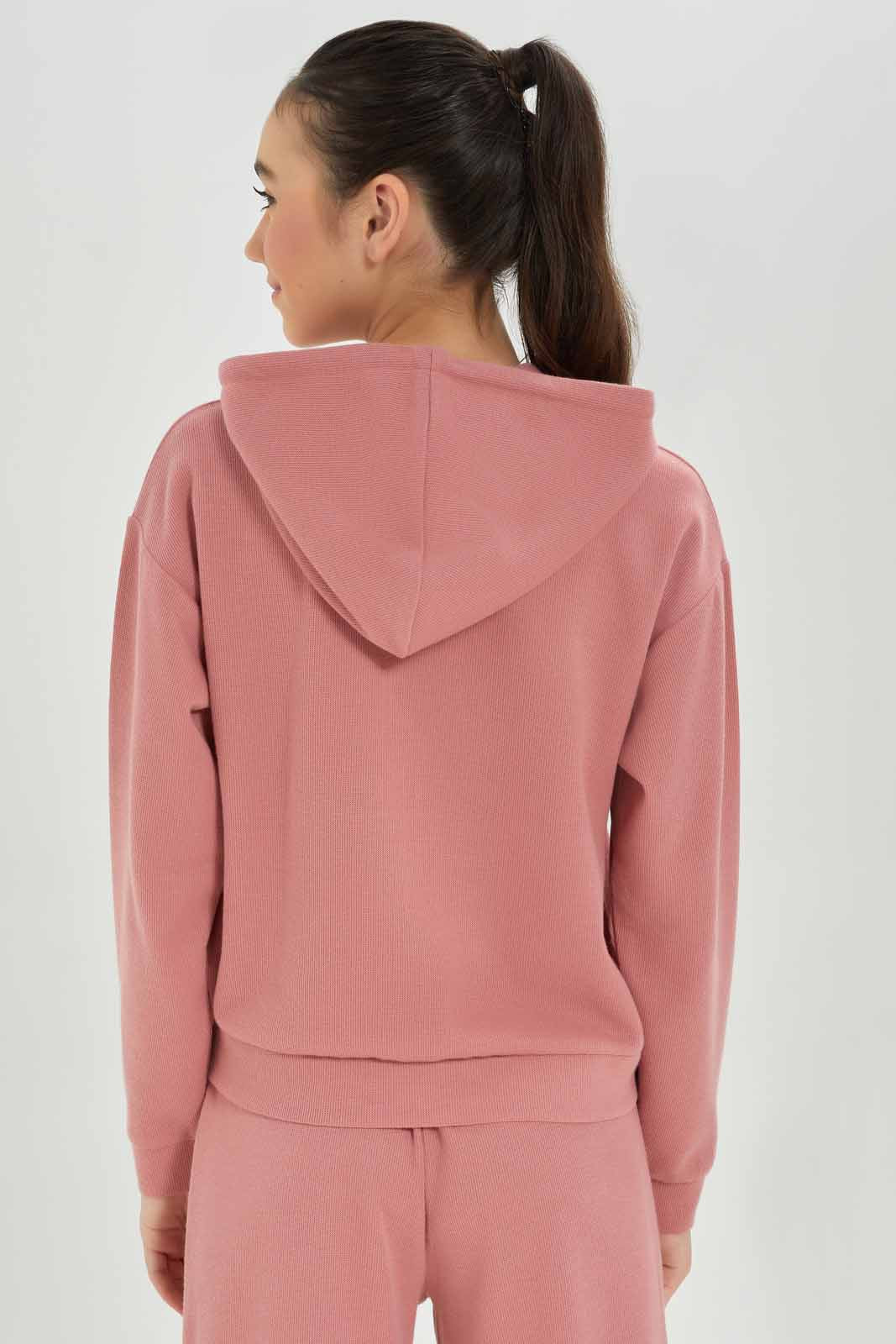 Redtag-Girls-Pink-Hoody-Zipper-Front-Sweatshirts-Category:Sweatshirts,-Colour:Apricot,-Deals:New-In,-Dept:Girls,-Filter:Senior-Girls-(8-to-14-Yrs),-GSR-Sweatshirts,-New-In-GSR-APL,-Non-Sale,-S23A,-Section:Girls-(0-to-14Yrs)-Senior-Girls-9 to 14 Years