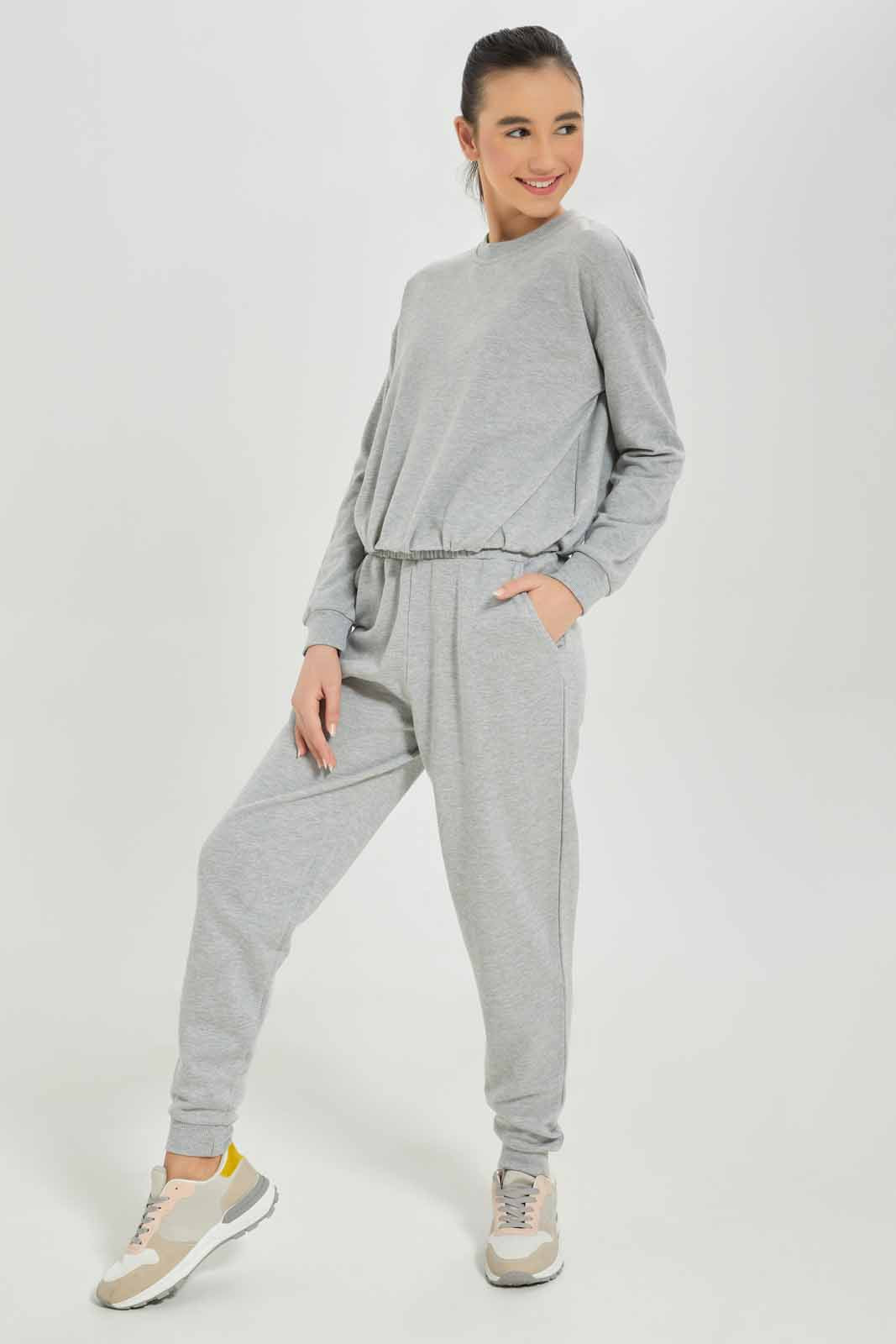 Redtag-Girls-Grey-Melange-Elastic-Hem-Sweatshirts-Category:Sweatshirts,-Colour:Grey,-Deals:New-In,-Dept:Girls,-Filter:Senior-Girls-(8-to-14-Yrs),-GSR-Sweatshirts,-New-In-GSR-APL,-Non-Sale,-S23A,-Section:Girls-(0-to-14Yrs)-Senior-Girls-9 to 14 Years