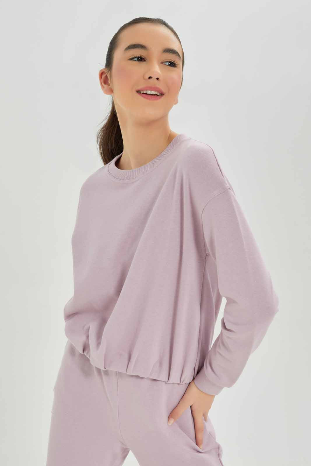 Redtag-Girls-Purple-Elastic-Hem-Sweatshirts-Category:Sweatshirts,-Colour:Purple,-Deals:New-In,-Dept:Girls,-Filter:Senior-Girls-(8-to-14-Yrs),-GSR-Sweatshirts,-New-In-GSR-APL,-Non-Sale,-S23A,-Section:Girls-(0-to-14Yrs)-Senior-Girls-9 to 14 Years