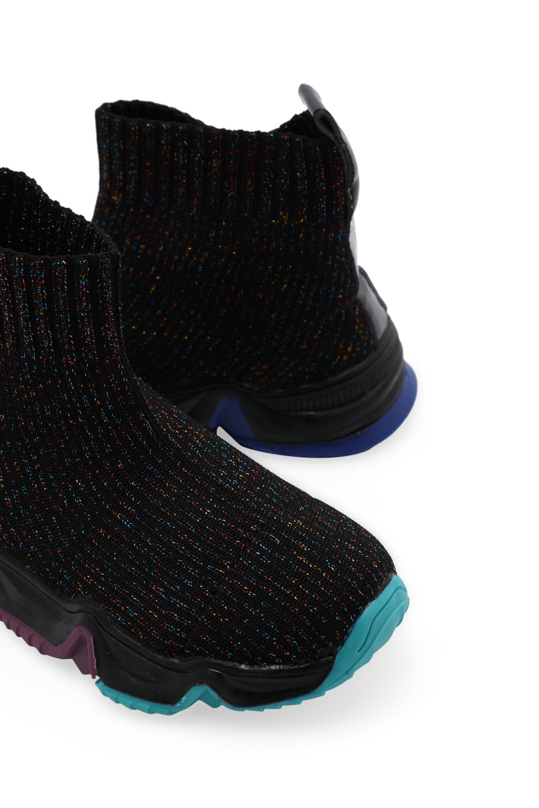 Redtag-Black-Knitted-High-Top-Sneaker-Category:Trainers,-Colour:Denim,-Deals:New-In,-Filter:Girls-Footwear-(3-to-5-Yrs),-GIR-Trainers,-N/A,-New-In-GIR-FOO,-Non-Sale,-S23A,-Section:Girls-(0-to-14Yrs)-Girls-3 to 5 Years