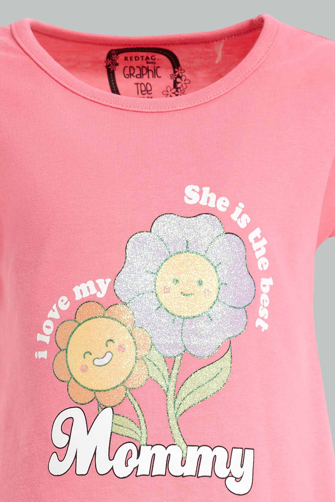 Redtag-Girls-Pink-Mummy-Print-T-Shirt-Category:T-Shirts,-Colour:Apricot,-Deals:New-In,-Dept:Girls,-Filter:Infant-Girls-(3-to-24-Mths),-ING-T-Shirts,-New-In-ING-APL,-Non-Sale,-S23A,-Section:Girls-(0-to-14Yrs),-TBL-Infant-Girls-