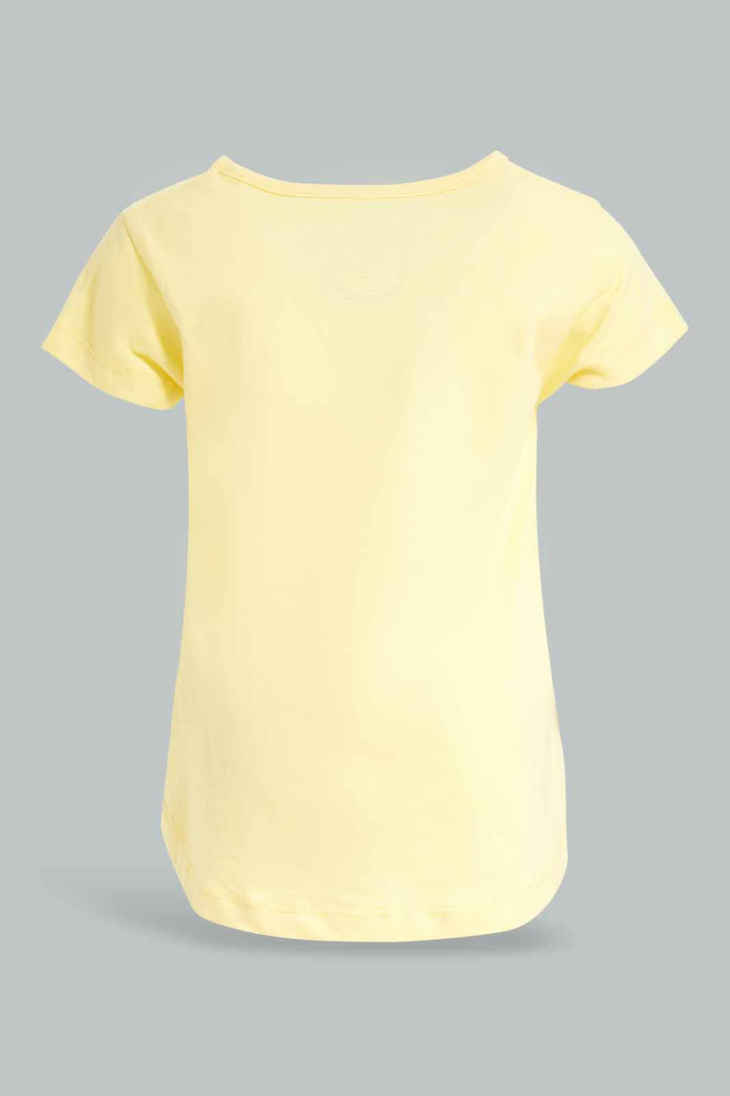 Redtag-Girls-Yellow-Too-Cute-To-Kiss-T-Shirt-Category:T-Shirts,-Colour:Yellow,-Deals:New-In,-Dept:Girls,-Filter:Infant-Girls-(3-to-24-Mths),-ING-T-Shirts,-New-In-ING-APL,-Non-Sale,-S23A,-Section:Girls-(0-to-14Yrs),-TBL-Infant-Girls-