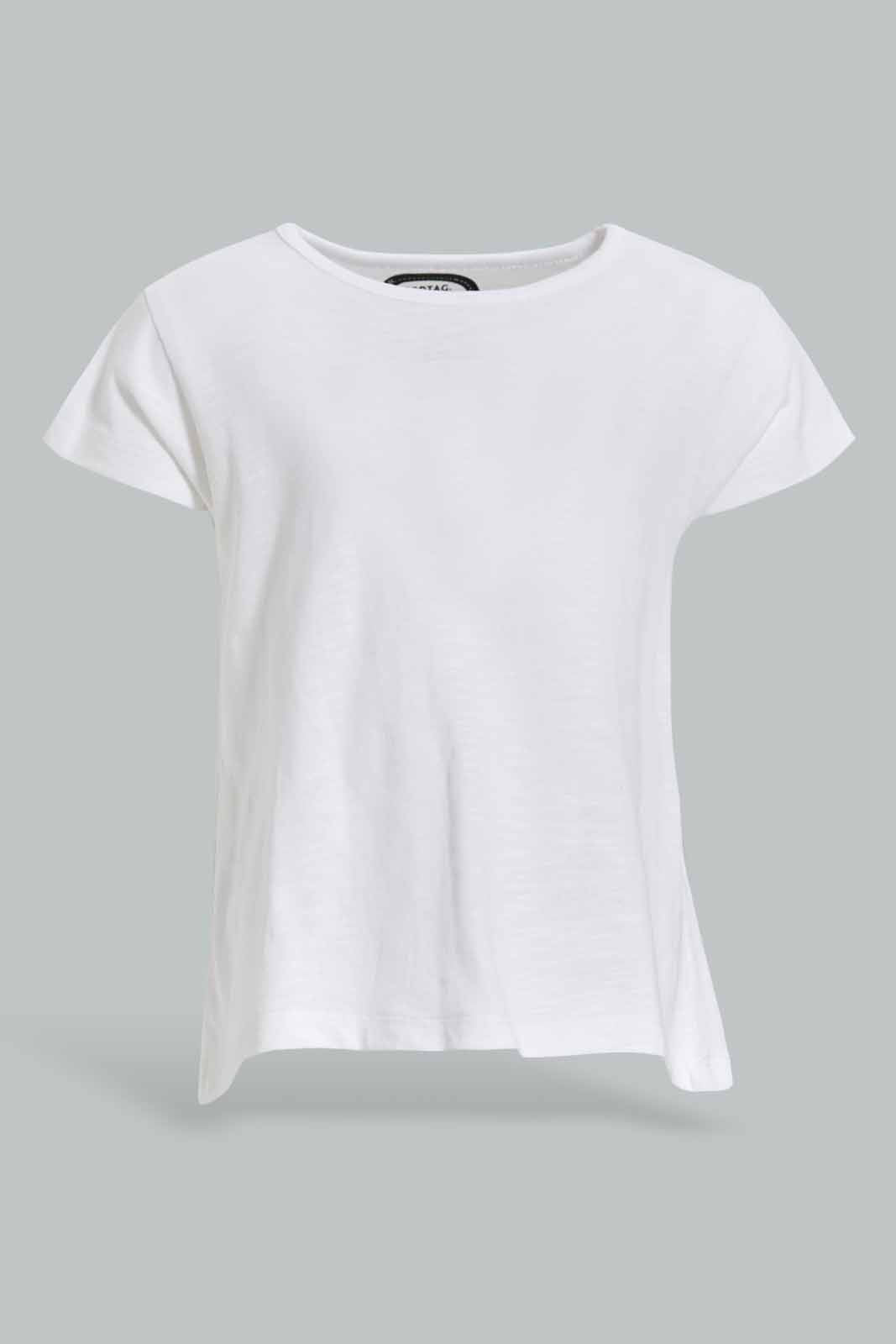 Redtag-Girls-White-Slub-T-Shirt-Category:T-Shirts,-Colour:White,-Deals:New-In,-Dept:Girls,-Filter:Infant-Girls-(3-to-24-Mths),-ING-T-Shirts,-New-In-ING-APL,-Non-Sale,-S23A,-Section:Girls-(0-to-14Yrs),-TBL-Infant-Girls-