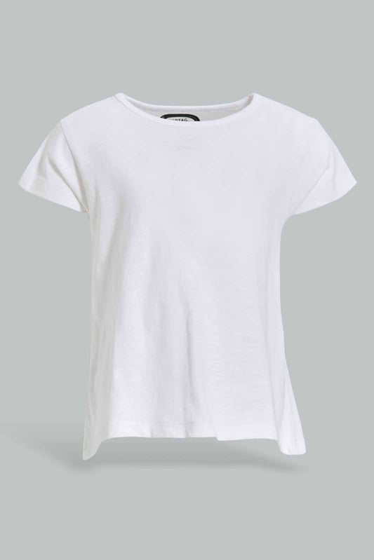 Redtag-Girls-White-Slub-T-Shirt-Category:T-Shirts,-Colour:White,-Deals:New-In,-Dept:Girls,-Filter:Infant-Girls-(3-to-24-Mths),-ING-T-Shirts,-New-In-ING-APL,-Non-Sale,-S23A,-Section:Girls-(0-to-14Yrs),-TBL-Infant-Girls-