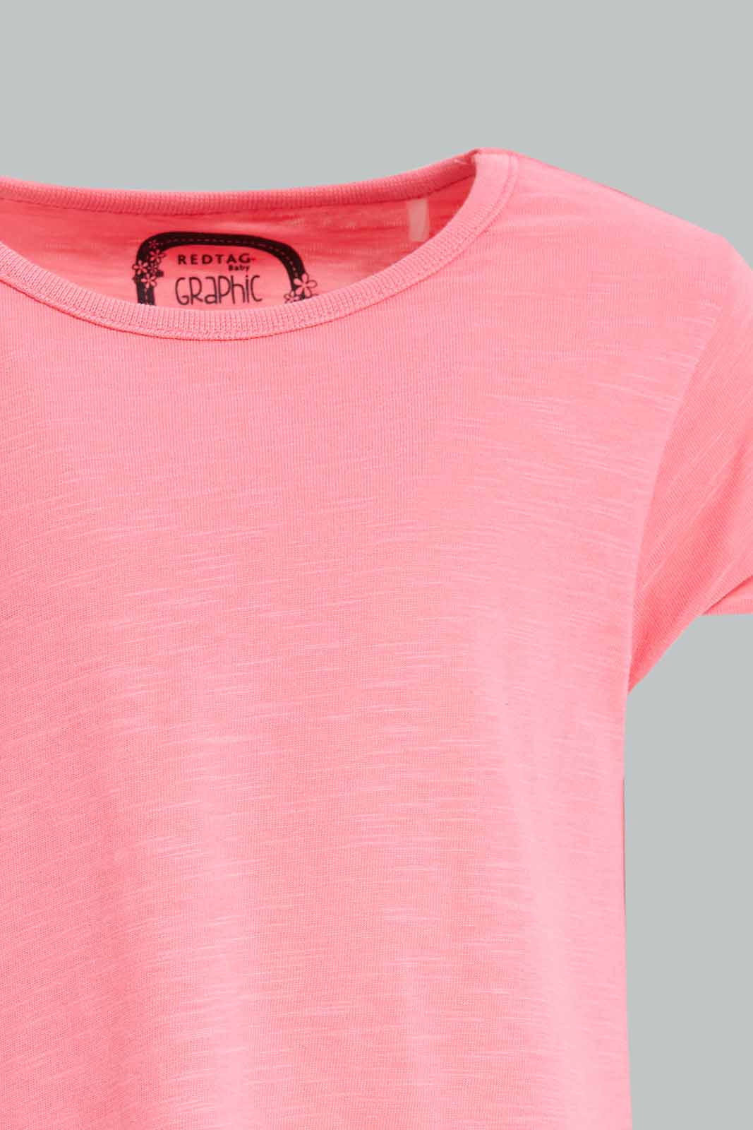 Redtag-Girls-Pink-Slub-T-Shirt-Category:T-Shirts,-Colour:Apricot,-Deals:New-In,-Dept:Girls,-Filter:Infant-Girls-(3-to-24-Mths),-ING-T-Shirts,-New-In-ING-APL,-Non-Sale,-S23A,-Section:Girls-(0-to-14Yrs),-TBL-Infant-Girls-