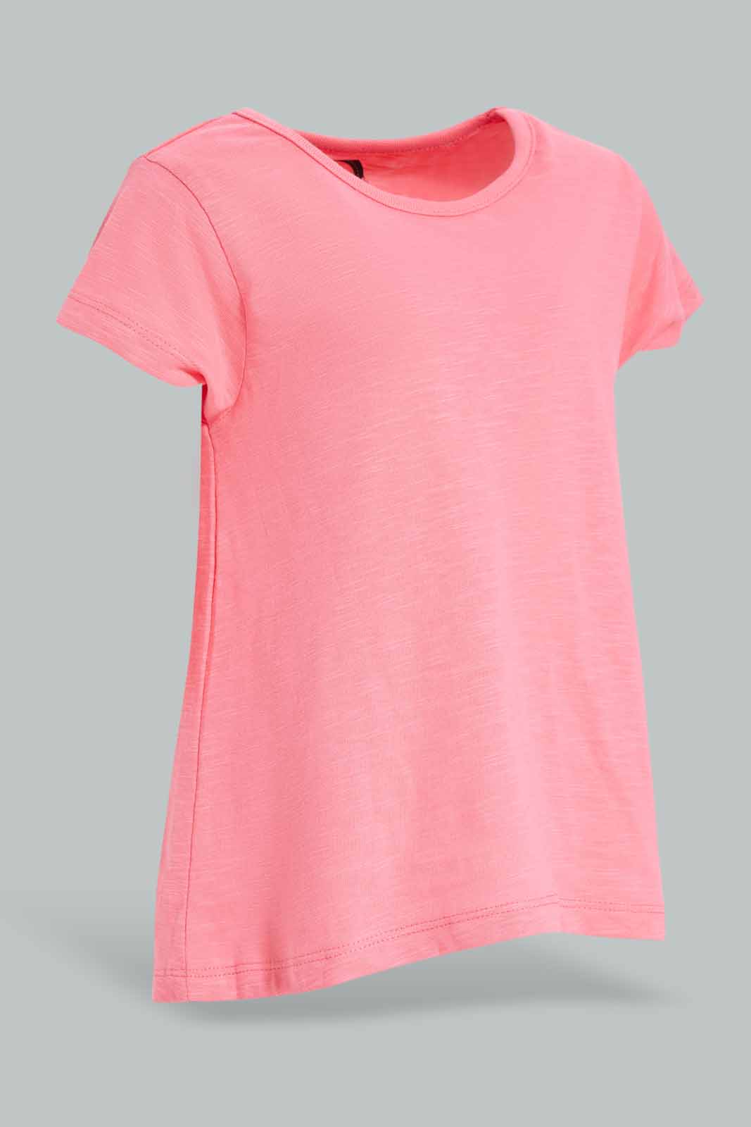 Redtag-Girls-Pink-Slub-T-Shirt-Category:T-Shirts,-Colour:Apricot,-Deals:New-In,-Dept:Girls,-Filter:Infant-Girls-(3-to-24-Mths),-ING-T-Shirts,-New-In-ING-APL,-Non-Sale,-S23A,-Section:Girls-(0-to-14Yrs),-TBL-Infant-Girls-