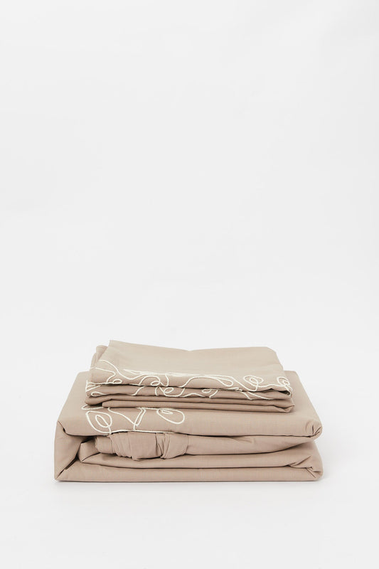 Redtag-Beige-Leaf-Embroidery-Duvet-Cover-Set-(King-Size)-Category:Duvet-Covers,-Colour:Beige,-Deals:New-In,-Dept:Home,-Filter:Home-Bedroom,-H1:HMW,-H2:BED,-H3:BLN,-H4:DVC,-HMW-BED-Duvet-Covers,-New-In-HMW-BED,-Non-Sale,-S23B,-Season:S23B,-Section:Homewares,-Style:EMBROIDERY-Home-Bedroom-