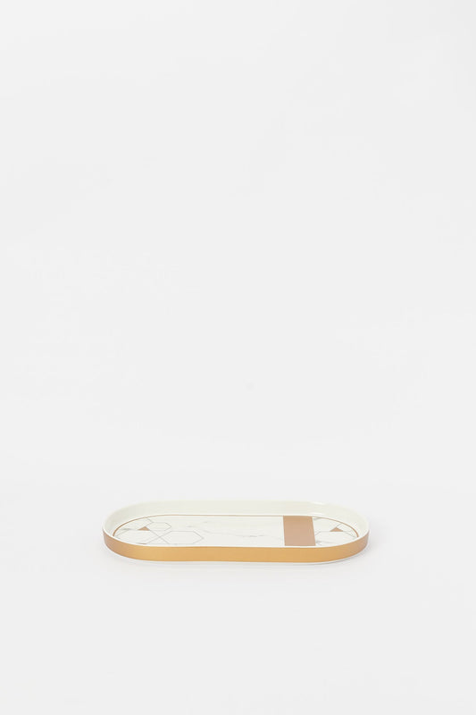 Redtag-Gold-Oval-Platter-Marble-Finish-Category:Plates,-Colour:Gold,-Deals:New-In,-Dept:Home,-Filter:Home-Dining,-H1:HMW,-H2:DIN,-H3:SEW,-H4:SSI,-HMW-DIN-Serveware,-New-In-HMW-DIN,-Non-Sale,-S23B,-Season:S23B,-Section:Homewares-Home-Dining-