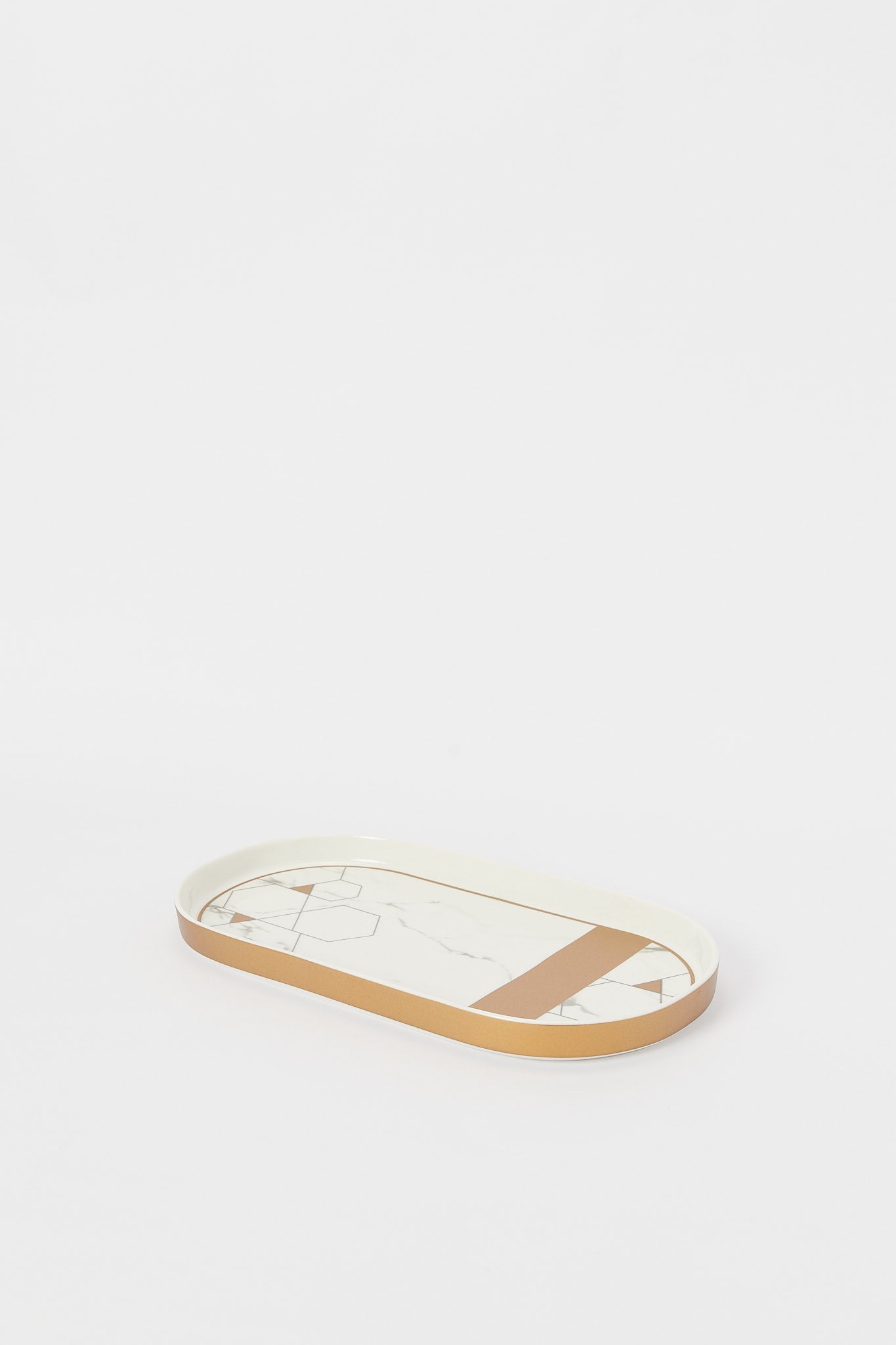Redtag-Gold-Oval-Platter-Marble-Finish-Category:Plates,-Colour:Gold,-Deals:New-In,-Dept:Home,-Filter:Home-Dining,-H1:HMW,-H2:DIN,-H3:SEW,-H4:SSI,-HMW-DIN-Serveware,-New-In-HMW-DIN,-Non-Sale,-S23B,-Season:S23B,-Section:Homewares-Home-Dining-