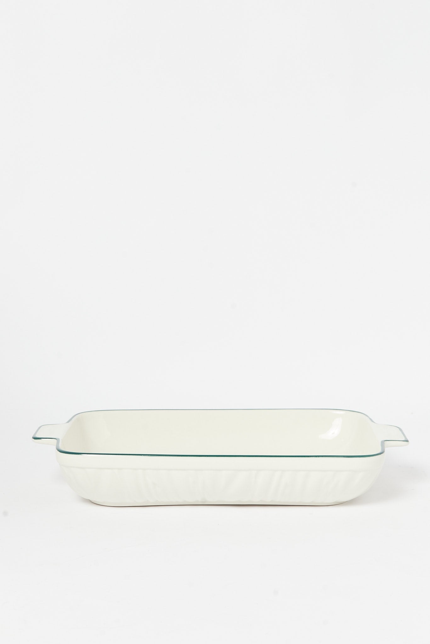 Redtag-White-Porcelain-Embossed-Rectangle-Dish-With-Teal-Border-Category:Servewares,-Colour:White,-Deals:New-In,-Dept:Home,-Filter:Home-Dining,-H1:HMW,-H2:DIN,-H3:SEW,-H4:SSI,-HMW-DIN-Serveware,-New-In-HMW-DIN,-Non-Sale,-S23B,-Season:S23B,-Section:Homewares-Home-Dining-