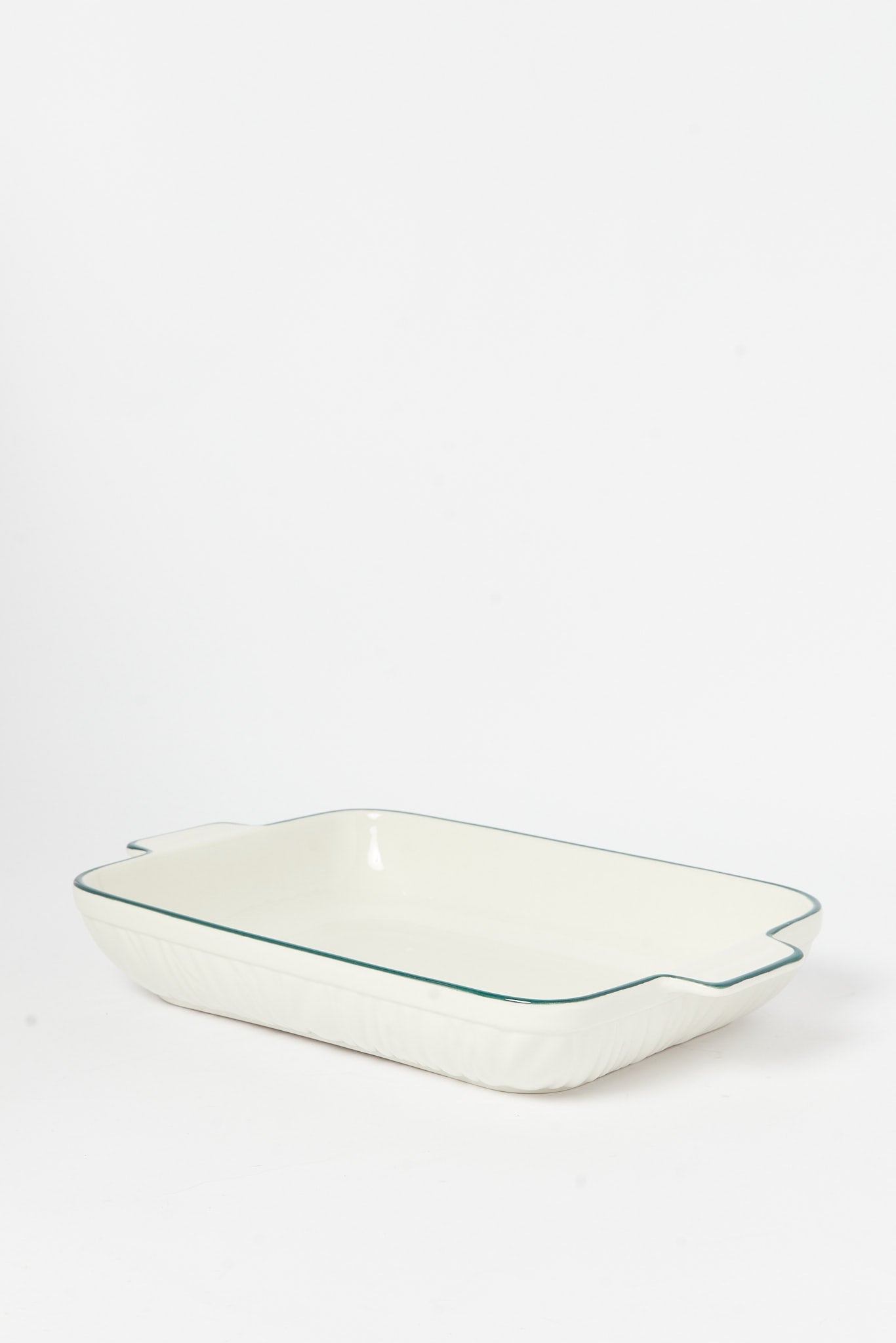 Redtag-White-Porcelain-Embossed-Rectangle-Dish-With-Teal-Border-Category:Servewares,-Colour:White,-Deals:New-In,-Dept:Home,-Filter:Home-Dining,-H1:HMW,-H2:DIN,-H3:SEW,-H4:SSI,-HMW-DIN-Serveware,-New-In-HMW-DIN,-Non-Sale,-S23B,-Season:S23B,-Section:Homewares-Home-Dining-
