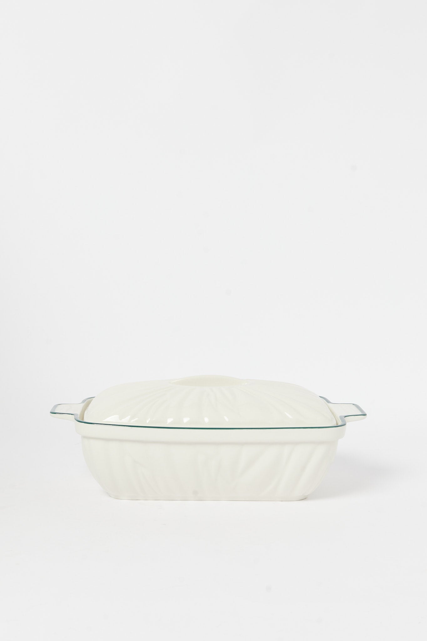 Redtag-White-Porcelain-Embossed-Rectangle-Dish-With-Teal-Border-Category:Servewares,-Colour:White,-Deals:New-In,-Dept:Home,-Filter:Home-Dining,-H1:HMW,-H2:DIN,-H3:SEW,-H4:SSI,-HMW-DIN-Serveware,-New-In-HMW-DIN,-Non-Sale,-S23B,-Season:S23B,-Section:Homewares-Home-Dining-