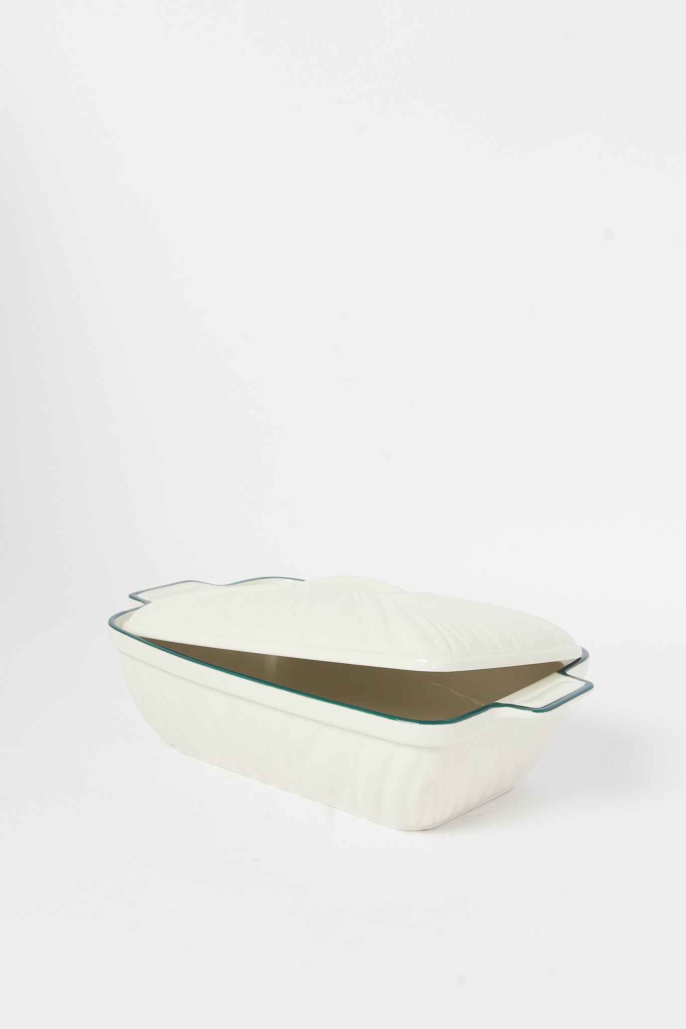 Redtag-White-Porcelain-Embossed-Rectangle-Dish-With-Teal-Border-Category:Servewares,-Colour:White,-Deals:New-In,-Dept:Home,-Filter:Home-Dining,-H1:HMW,-H2:DIN,-H3:SEW,-H4:SSI,-HMW-DIN-Serveware,-New-In-HMW-DIN,-Non-Sale,-S23B,-Season:S23B,-Section:Homewares-Home-Dining-