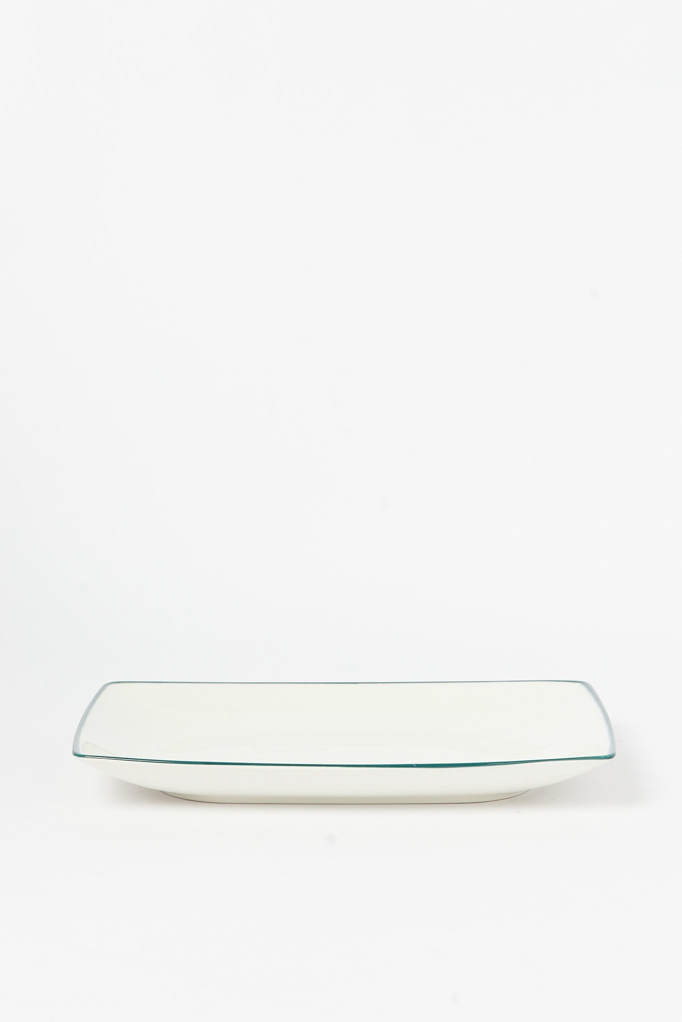 Redtag-White-Porcelain-Embossed-Rectangle-Platter-With-Teal-Border-Category:Plates,-Colour:White,-Deals:New-In,-Dept:Home,-Filter:Home-Dining,-H1:HMW,-H2:DIN,-H3:SEW,-H4:SSI,-HMW-DIN-Serveware,-New-In-HMW-DIN,-Non-Sale,-S23B,-Season:S23B,-Section:Homewares-Home-Dining-