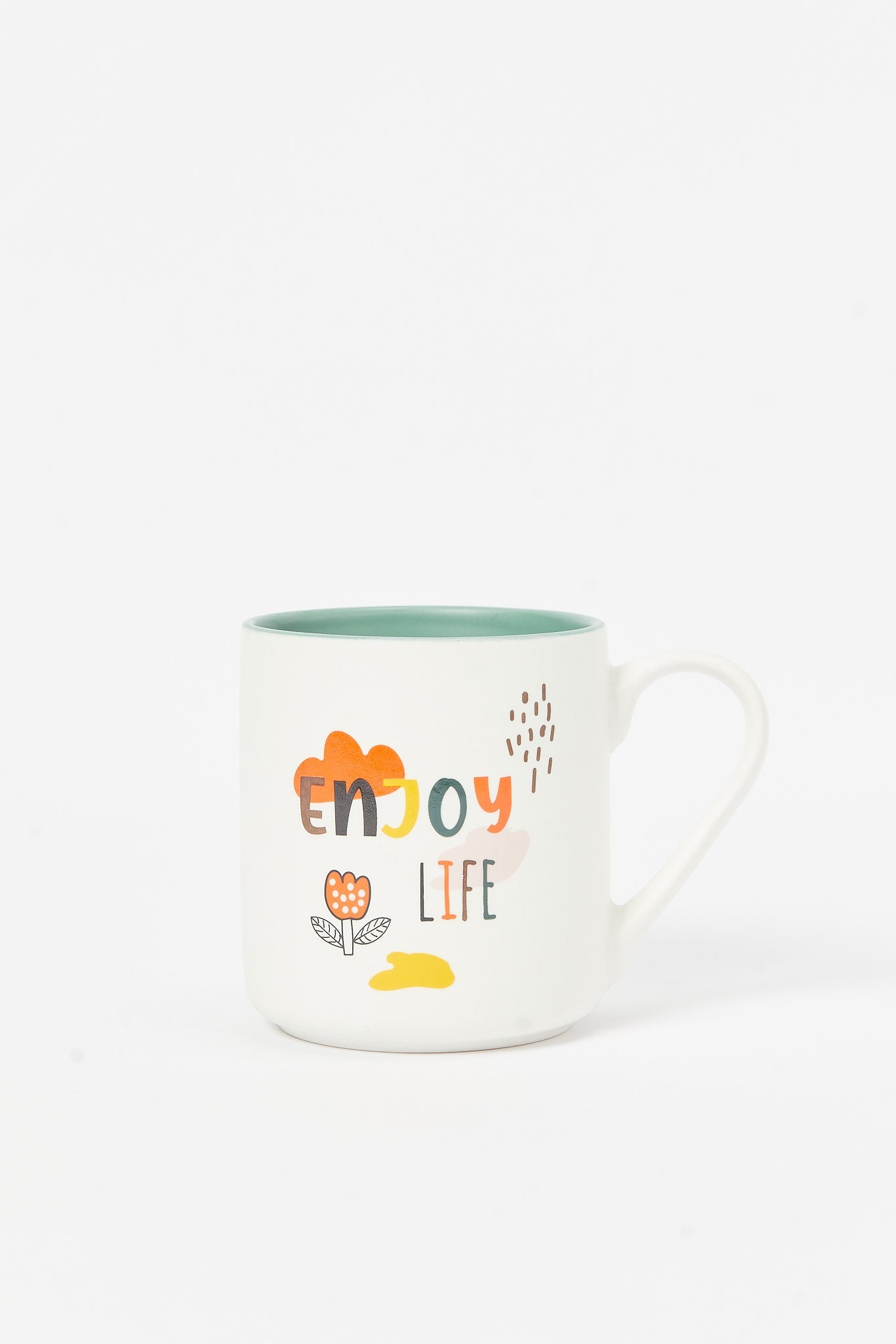 Redtag-Green-Enjoy-Life-Mug-Category:Cups-&-Mugs,-Colour:Green,-Deals:New-In,-Dept:Home,-Filter:Home-Dining,-HMW-DIN-Crockery,-New-In-HMW-DIN,-Non-Sale,-S23B,-Section:Homewares-Home-Dining-