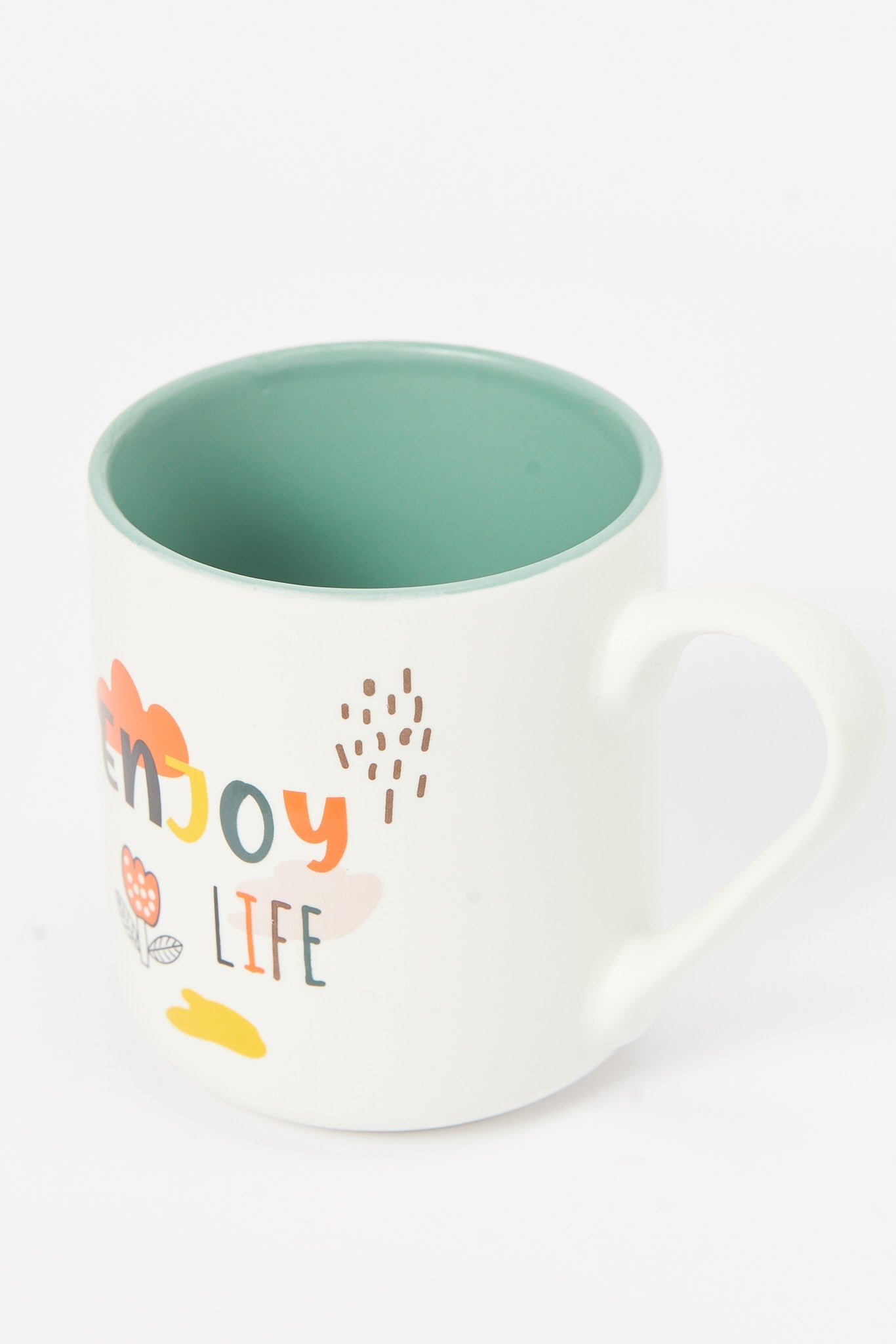 Redtag-Green-Enjoy-Life-Mug-Category:Cups-&-Mugs,-Colour:Green,-Deals:New-In,-Dept:Home,-Filter:Home-Dining,-HMW-DIN-Crockery,-New-In-HMW-DIN,-Non-Sale,-S23B,-Section:Homewares-Home-Dining-