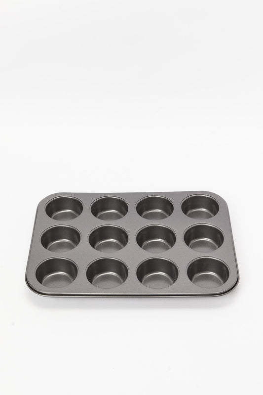 Redtag-Grey-12Cups-Muffin-Pan-Category:Bakeware,-Colour:Grey,-Deals:New-In,-Dept:Home,-Filter:Home-Dining,-HMW-DIN-Cookware,-New-In-HMW-DIN,-Non-Sale,-S23B,-Section:Homewares-Home-Dining-