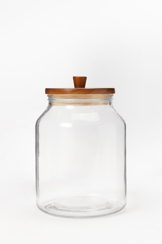 Redtag-Clear-Glass-Canister-With-Wooden-Lid-(Large)-Category:Bakeware,-Colour:White,-Deals:New-In,-Filter:Home-Dining,-HMW-DIN-Storage,-New-In-HMW-DIN,-Non-Sale,-S23B,-Section:Homewares-Home-Dining-