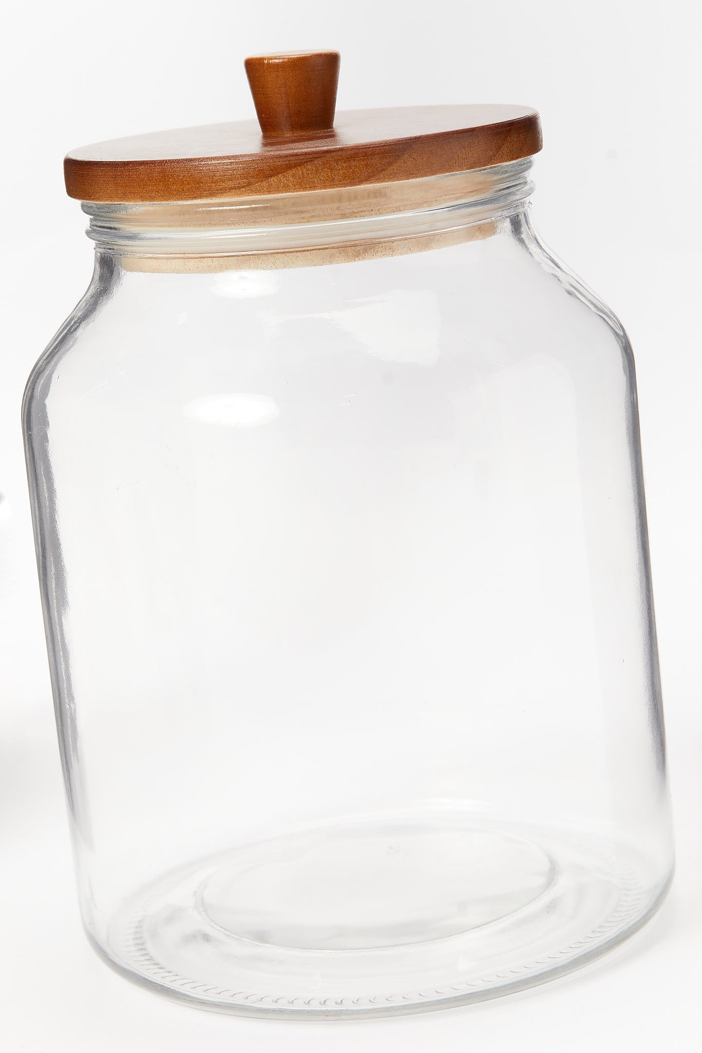 Redtag-Clear-Glass-Canister-With-Wooden-Lid-(Large)-Category:Bakeware,-Colour:White,-Deals:New-In,-Filter:Home-Dining,-HMW-DIN-Storage,-New-In-HMW-DIN,-Non-Sale,-S23B,-Section:Homewares-Home-Dining-