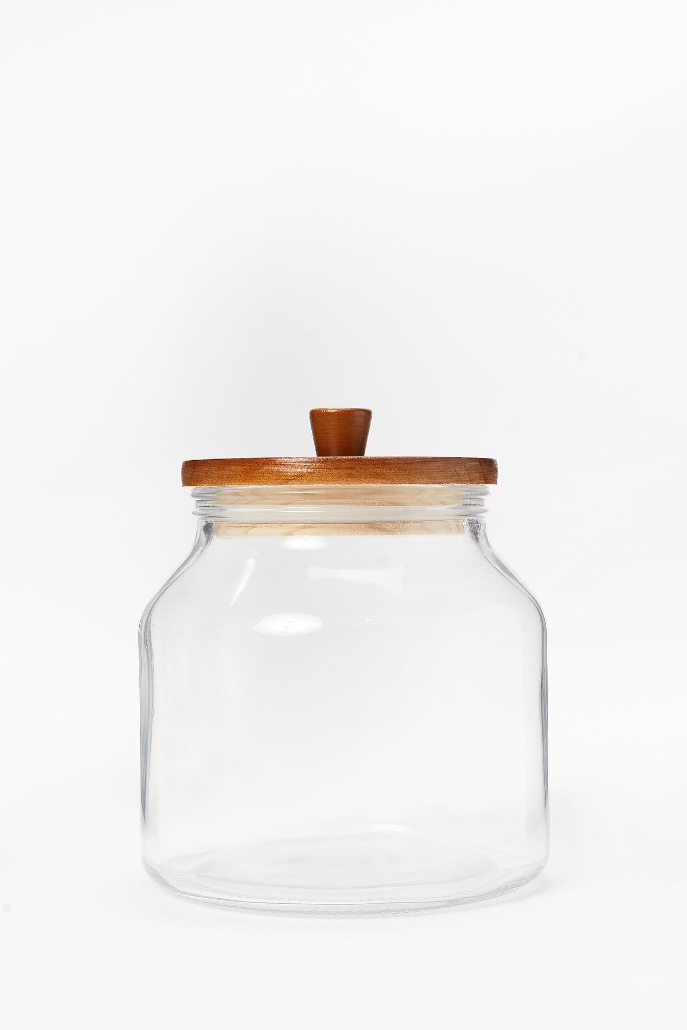 Redtag-Clear-Glass-Canister-With-Wooden-Lid-(Medium)-Category:Bakeware,-Colour:White,-Deals:New-In,-Filter:Home-Dining,-HMW-DIN-Storage,-New-In-HMW-DIN,-Non-Sale,-S23B,-Section:Homewares-Home-Dining-