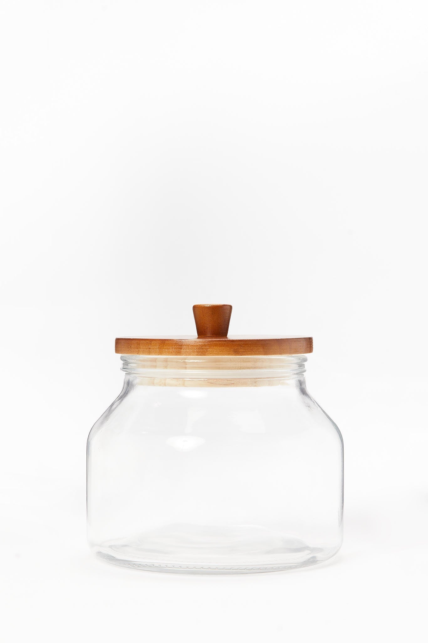 Redtag-Clear-Glass-Canister-With-Wooden-Lid-(Small)-Category:Bakeware,-Colour:White,-Deals:New-In,-Filter:Home-Dining,-HMW-DIN-Storage,-New-In-HMW-DIN,-Non-Sale,-S23B,-Section:Homewares-Home-Dining-