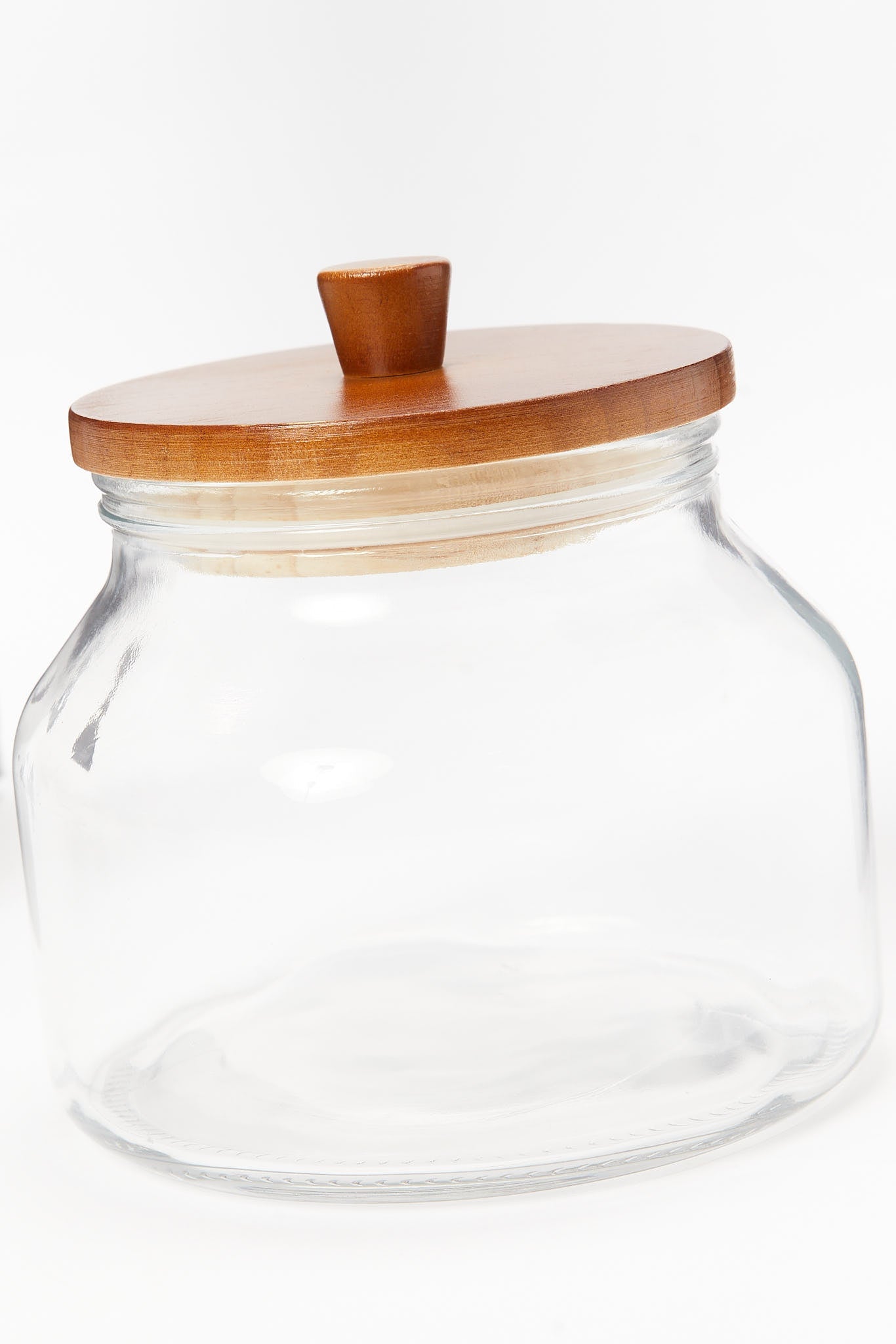 Redtag-Clear-Glass-Canister-With-Wooden-Lid-(Small)-Category:Bakeware,-Colour:White,-Deals:New-In,-Filter:Home-Dining,-HMW-DIN-Storage,-New-In-HMW-DIN,-Non-Sale,-S23B,-Section:Homewares-Home-Dining-