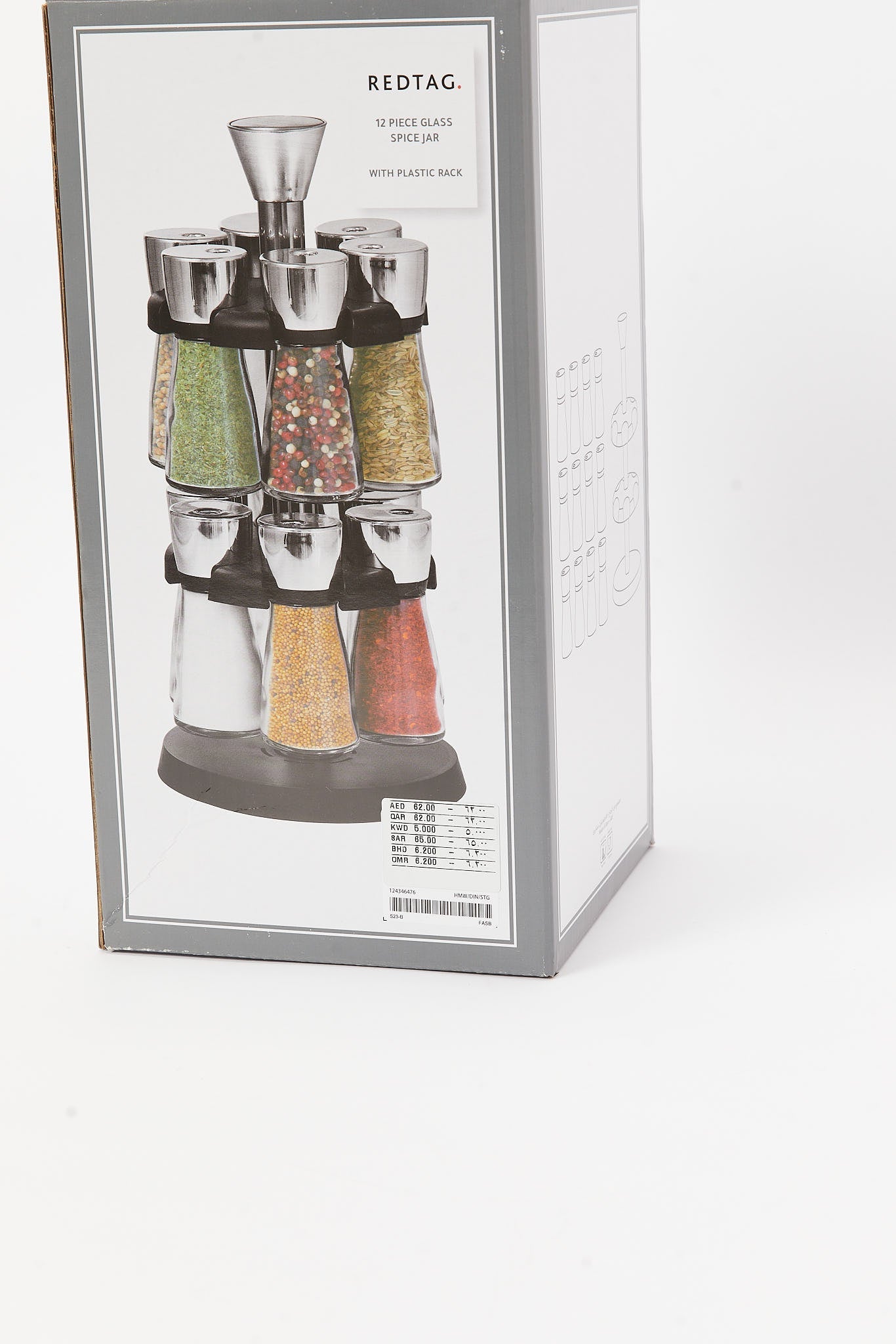 Redtag-Clear-Glass-Spice-Set-With-Plastic-Rack-(13-Piece)-Category:Bakeware,-Colour:Black,-Deals:New-In,-Filter:Home-Dining,-HMW-DIN-Storage,-New-In-HMW-DIN,-Non-Sale,-S23B,-Section:Homewares-Home-Dining-