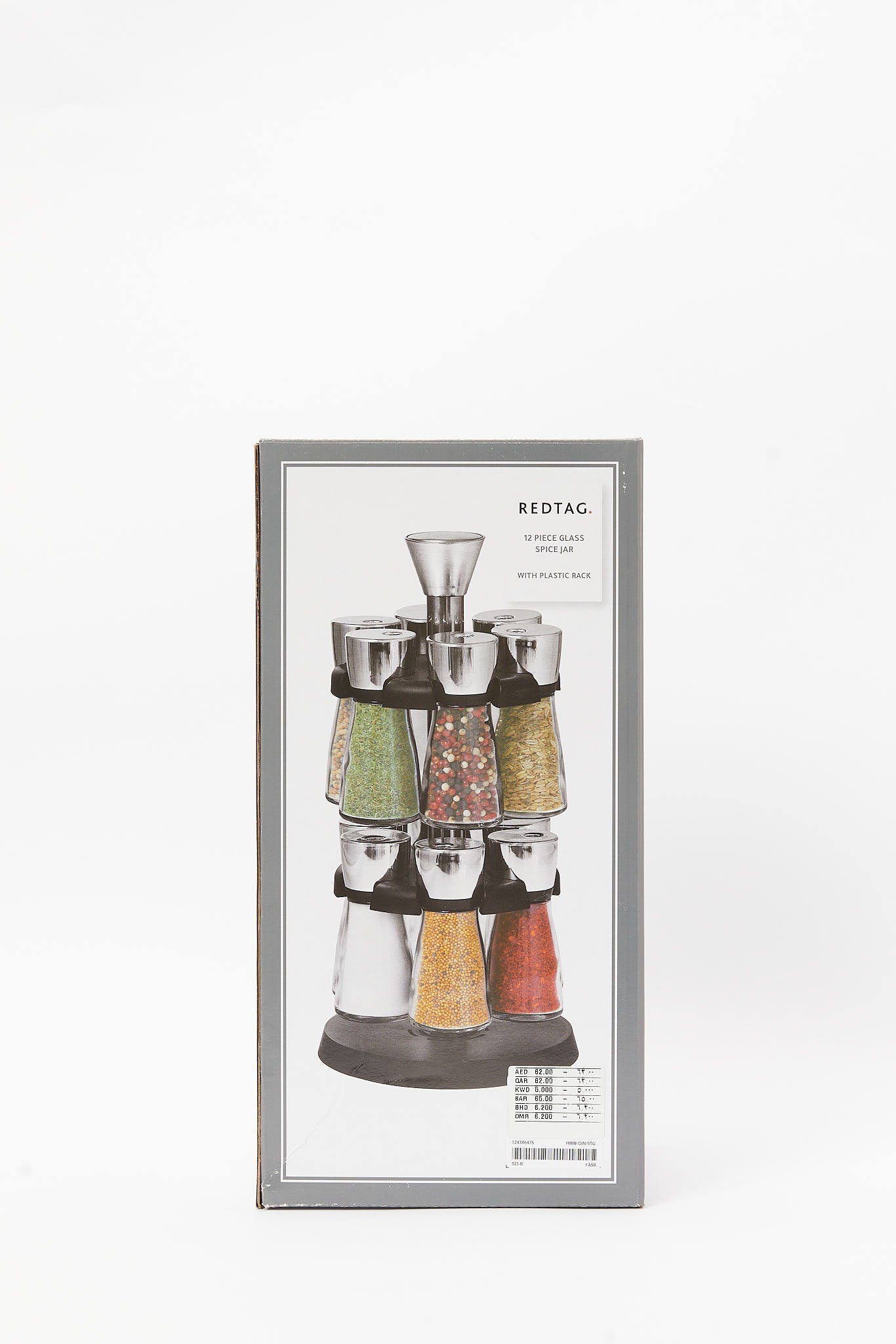 Redtag-Clear-Glass-Spice-Set-With-Plastic-Rack-(13-Piece)-Category:Bakeware,-Colour:Black,-Deals:New-In,-Filter:Home-Dining,-HMW-DIN-Storage,-New-In-HMW-DIN,-Non-Sale,-S23B,-Section:Homewares-Home-Dining-