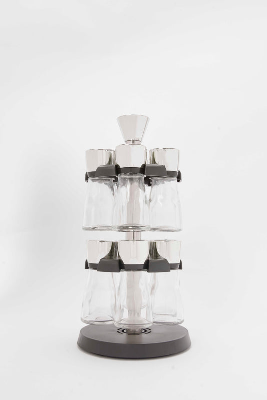 Redtag-Clear-Glass-Spice-Set-With-Plastic-Rack-(13-Piece)-Category:Bakeware,-Colour:Black,-Deals:New-In,-Filter:Home-Dining,-HMW-DIN-Storage,-New-In-HMW-DIN,-Non-Sale,-S23B,-Section:Homewares-Home-Dining-